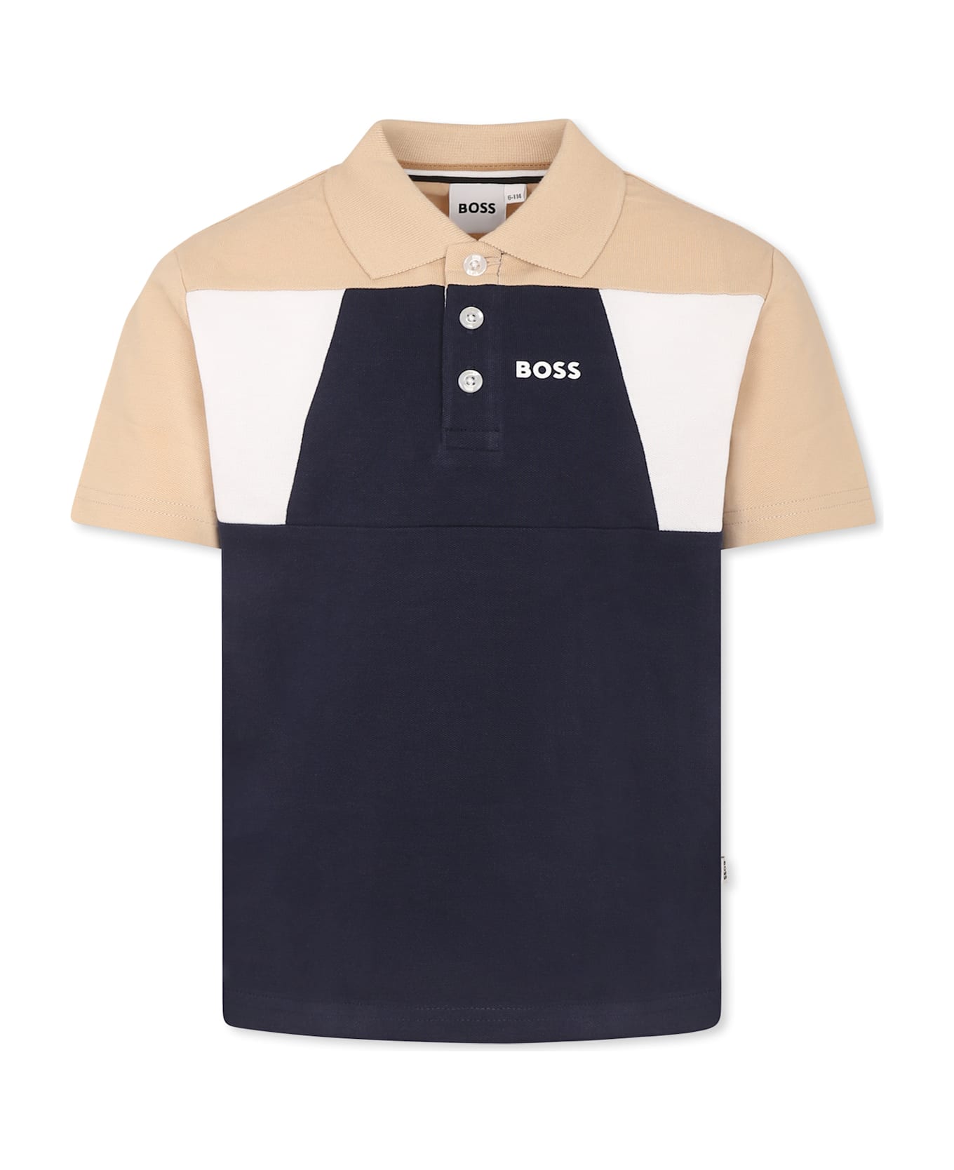 Hugo Boss Blue Polo Shirt For Boy With Logo - Blue