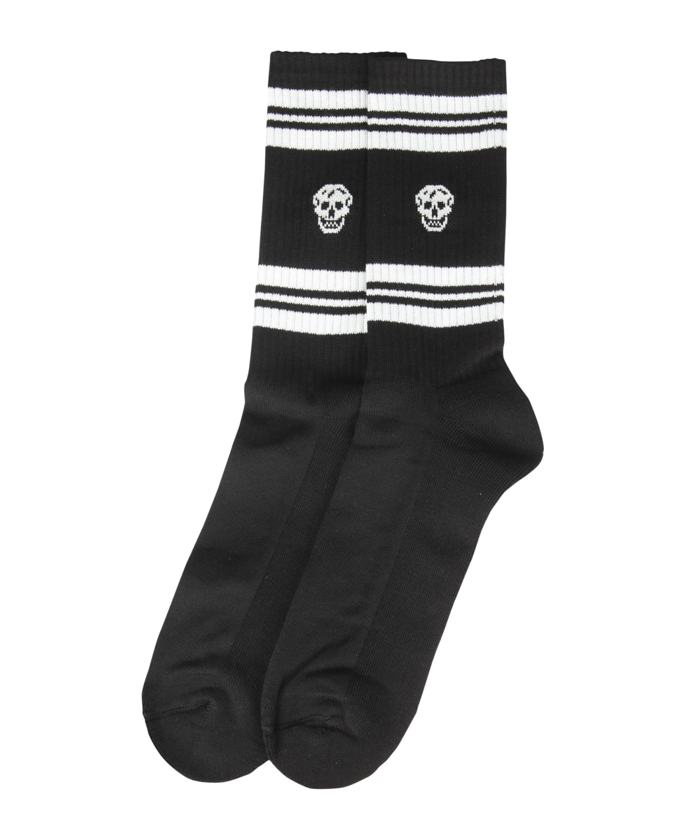 Alexander McQueen Stripe Skull Sport Socks - Black Ivory