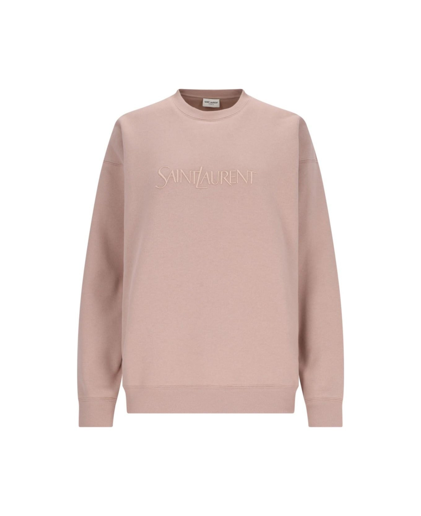 Saint Laurent Logo Crewneck Sweatshirt - Nude Rose