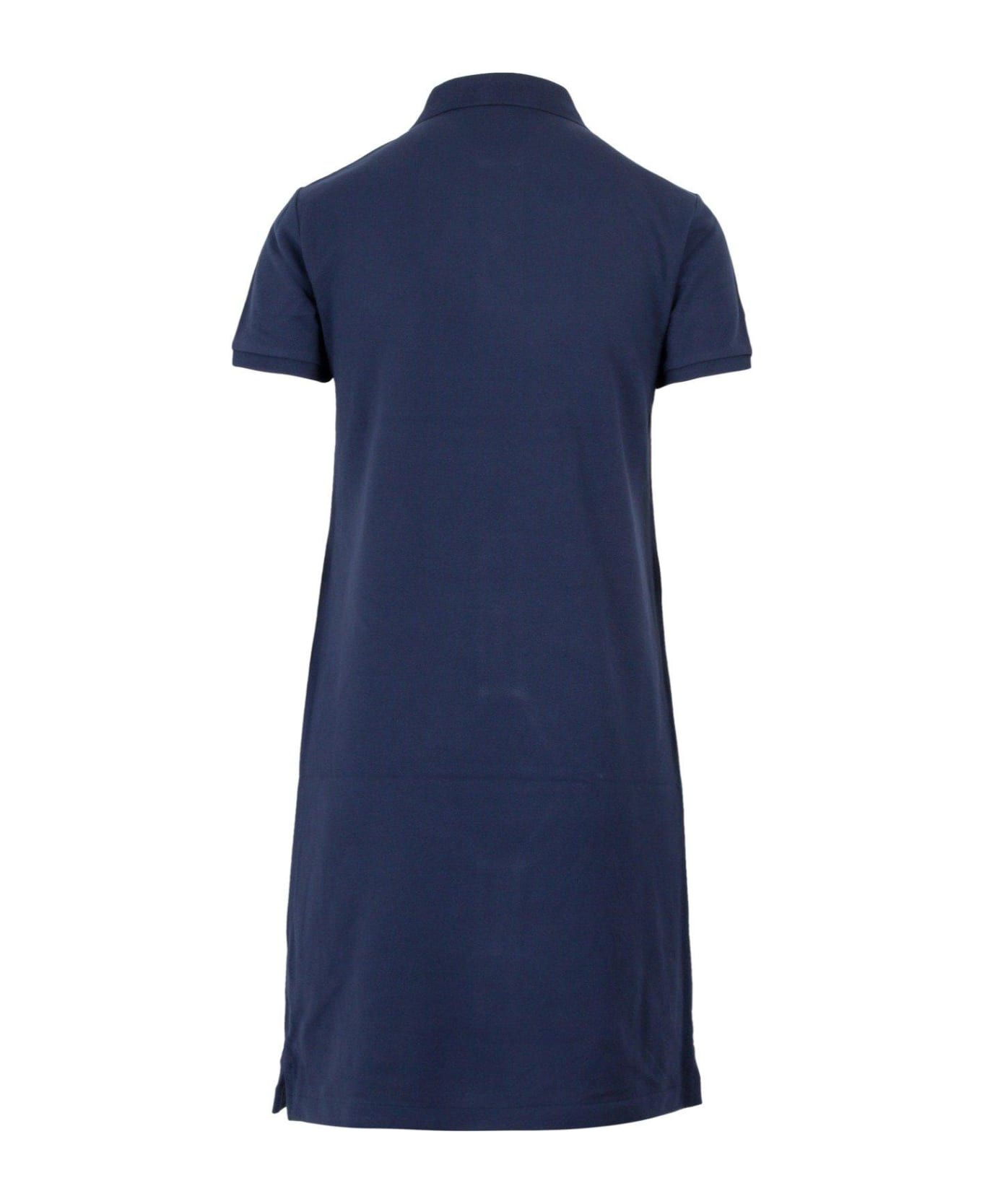 Ralph Lauren Logo Embroidered Short Sleeved Polo Dress - BLUE