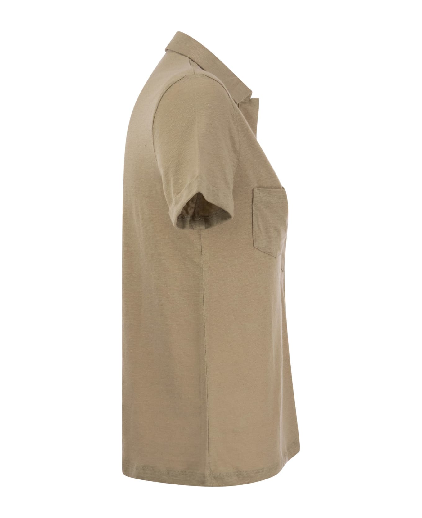 Majestic Filatures Short-sleeved Linen Polo Shirt - Sand