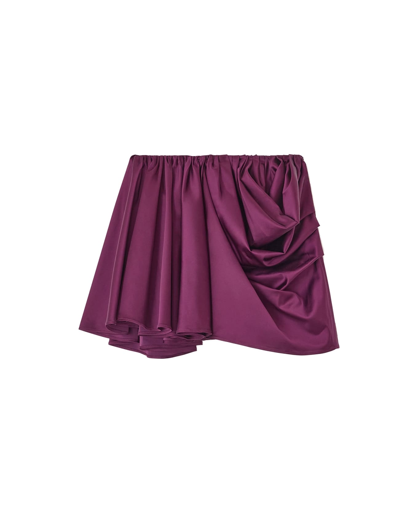 Ganni Miniskirt With Drape - BORDEAUX