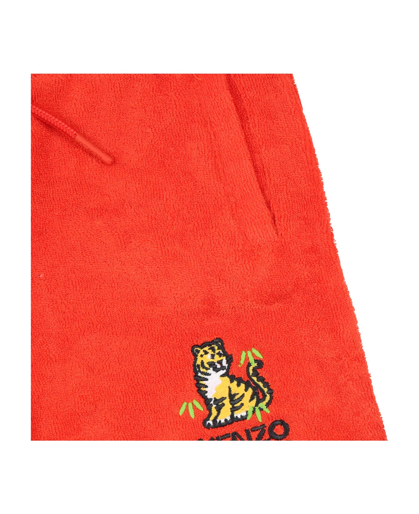 Kenzo Kids White Suit For Baby Boy With Tiger - Rosso ボトムス