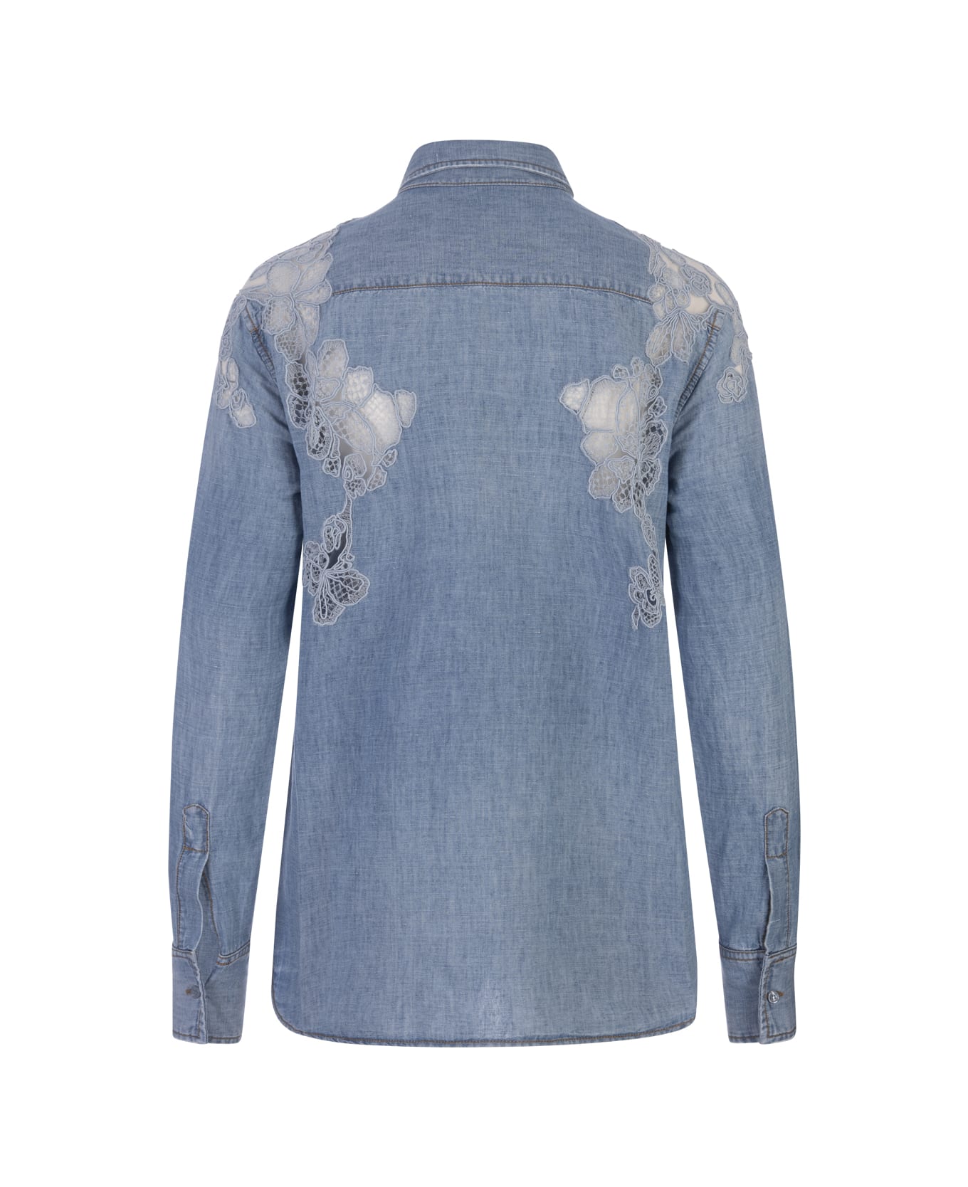Ermanno Scervino Jeans Shirt With Lace - Blue