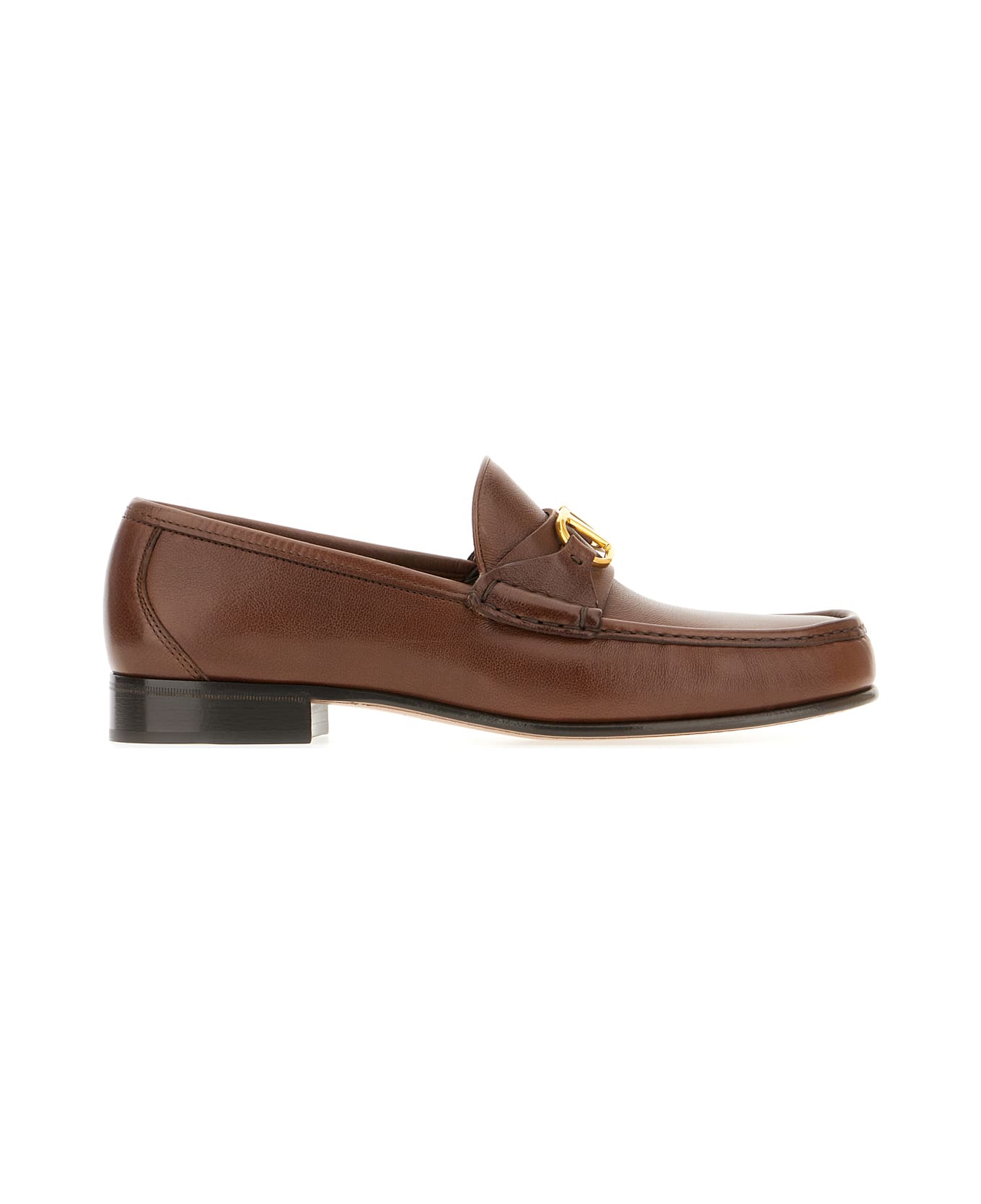 Valentino Garavani Chocolate Leather Loafers - BARK BROWN