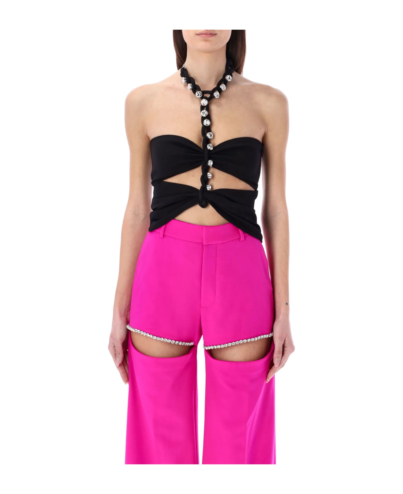 AREA Chain Link Halter Top - BLACK