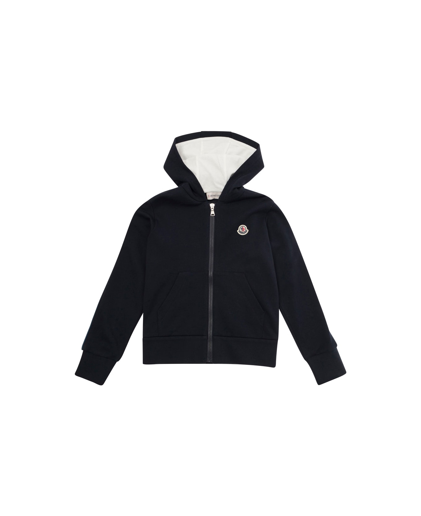 Moncler Blue Hooded Sweatshirt With Side Stripes In Cotton Boy - Blu