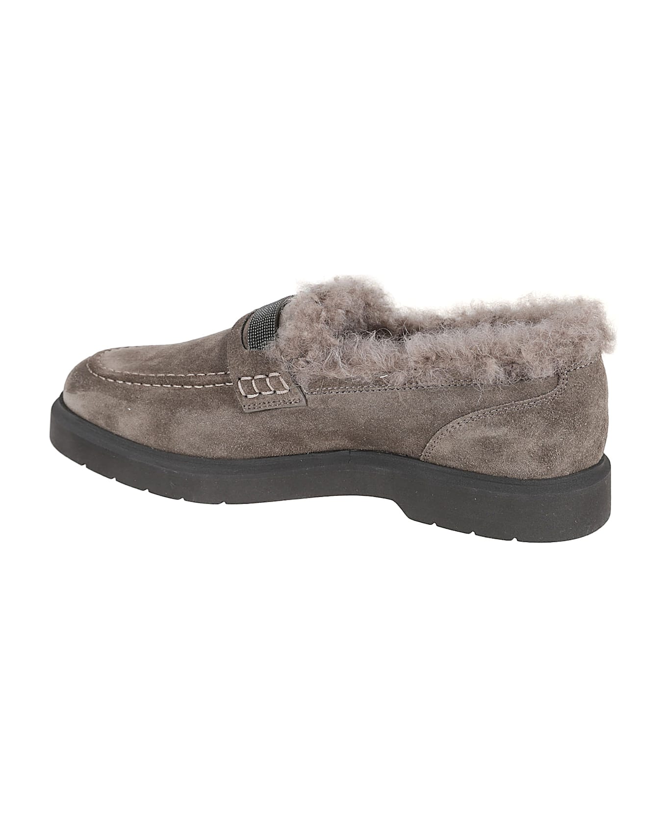 Brunello Cucinelli Fur Detailed Loafers - Torba