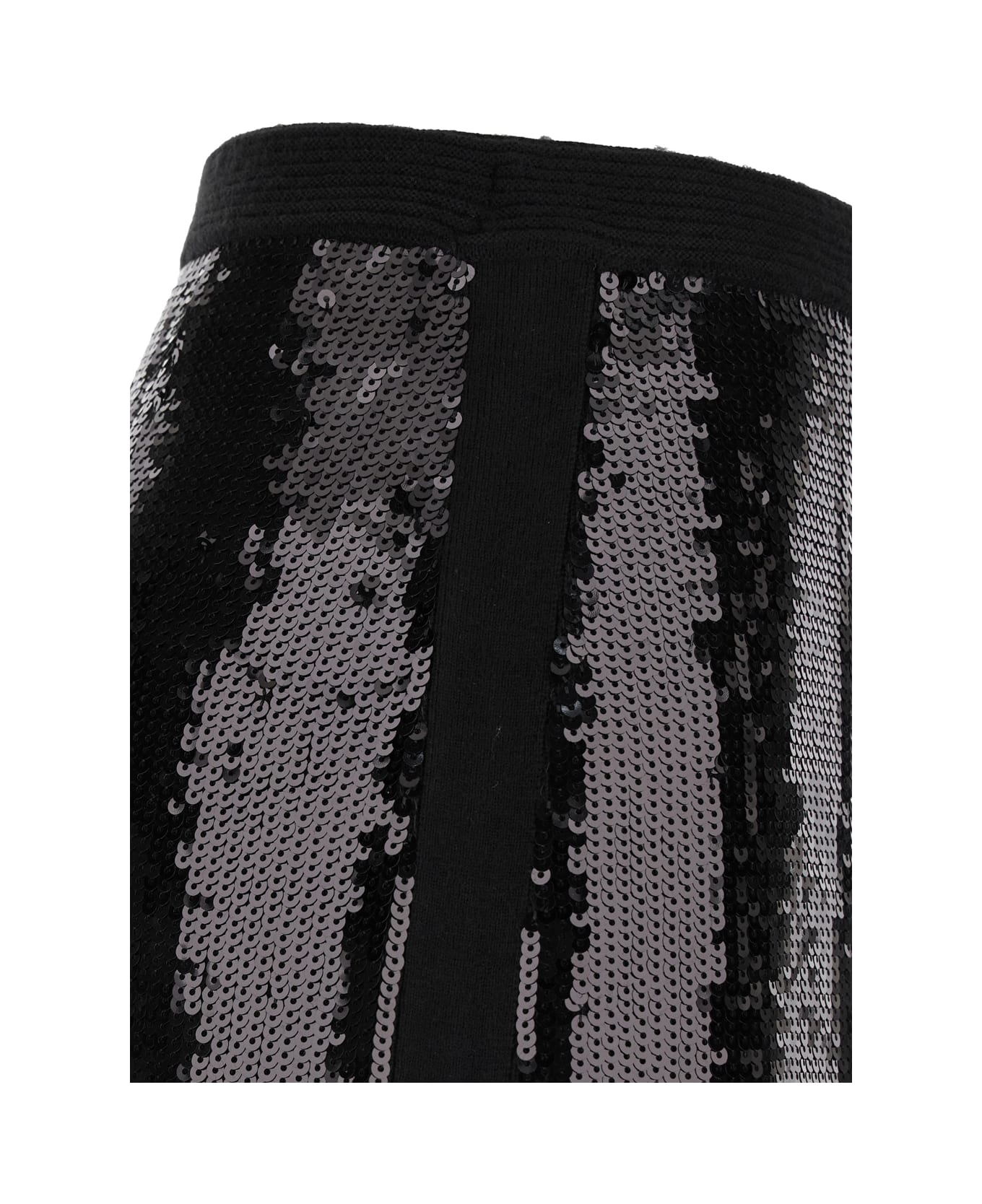 TwinSet Black Midi Skirt With Sequins All-over In Technical Fabric Woman - Black
