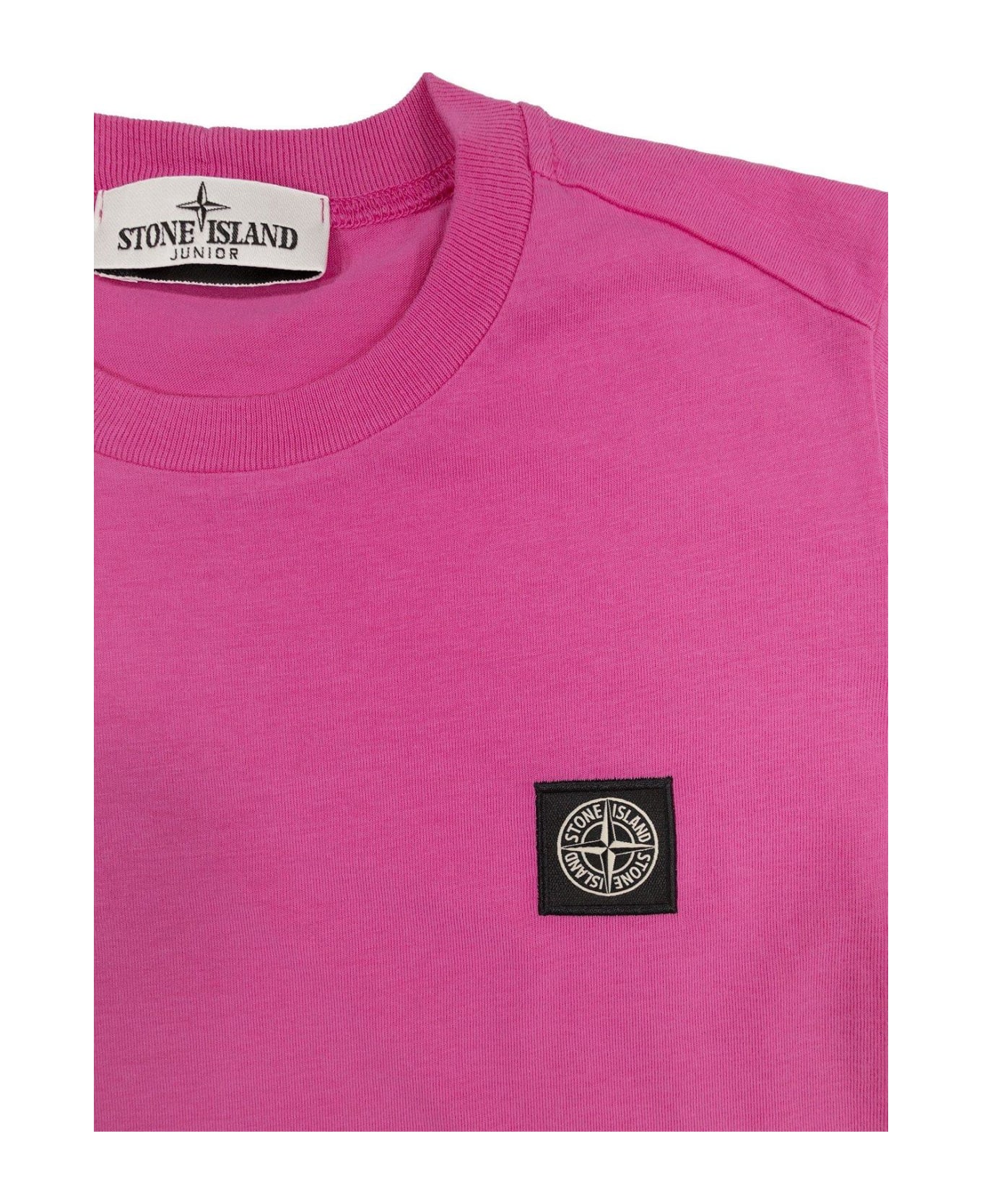 Stone Island Compass-patch Crewneck T-shirt - PINK