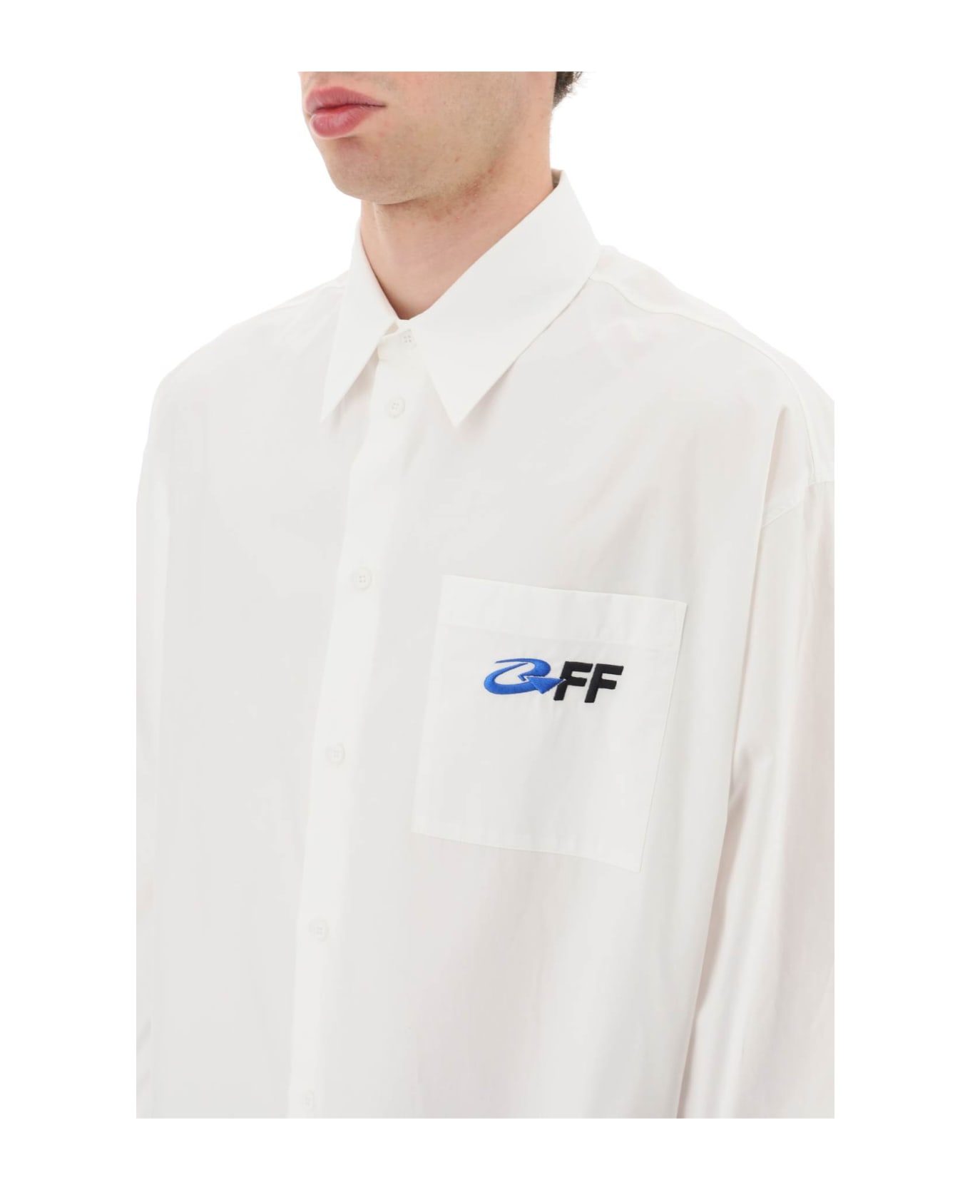 Off-White Exact Opposite Cotton Overshirt - WHITE BLACK (White) シャツ
