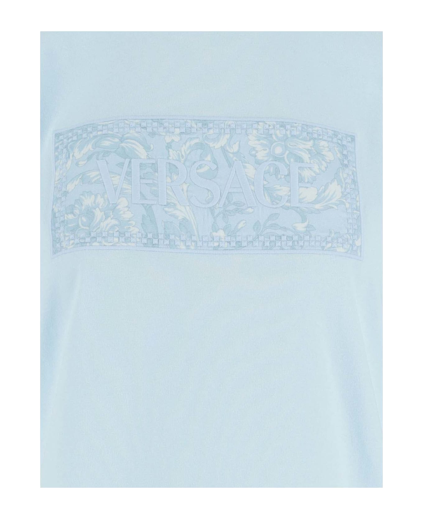 Versace Cotton T-shirt With Logo - Blue Tシャツ