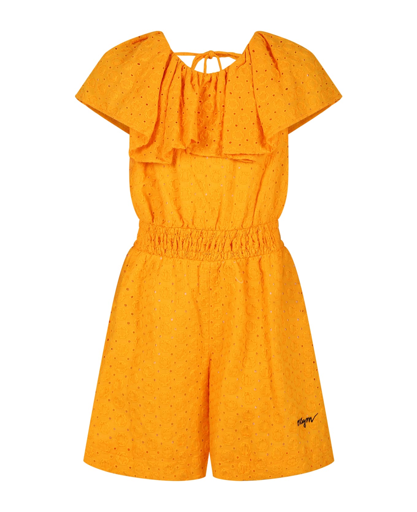 MSGM Orange Jumsuit For Girl With Broderie Anglaise - Orange