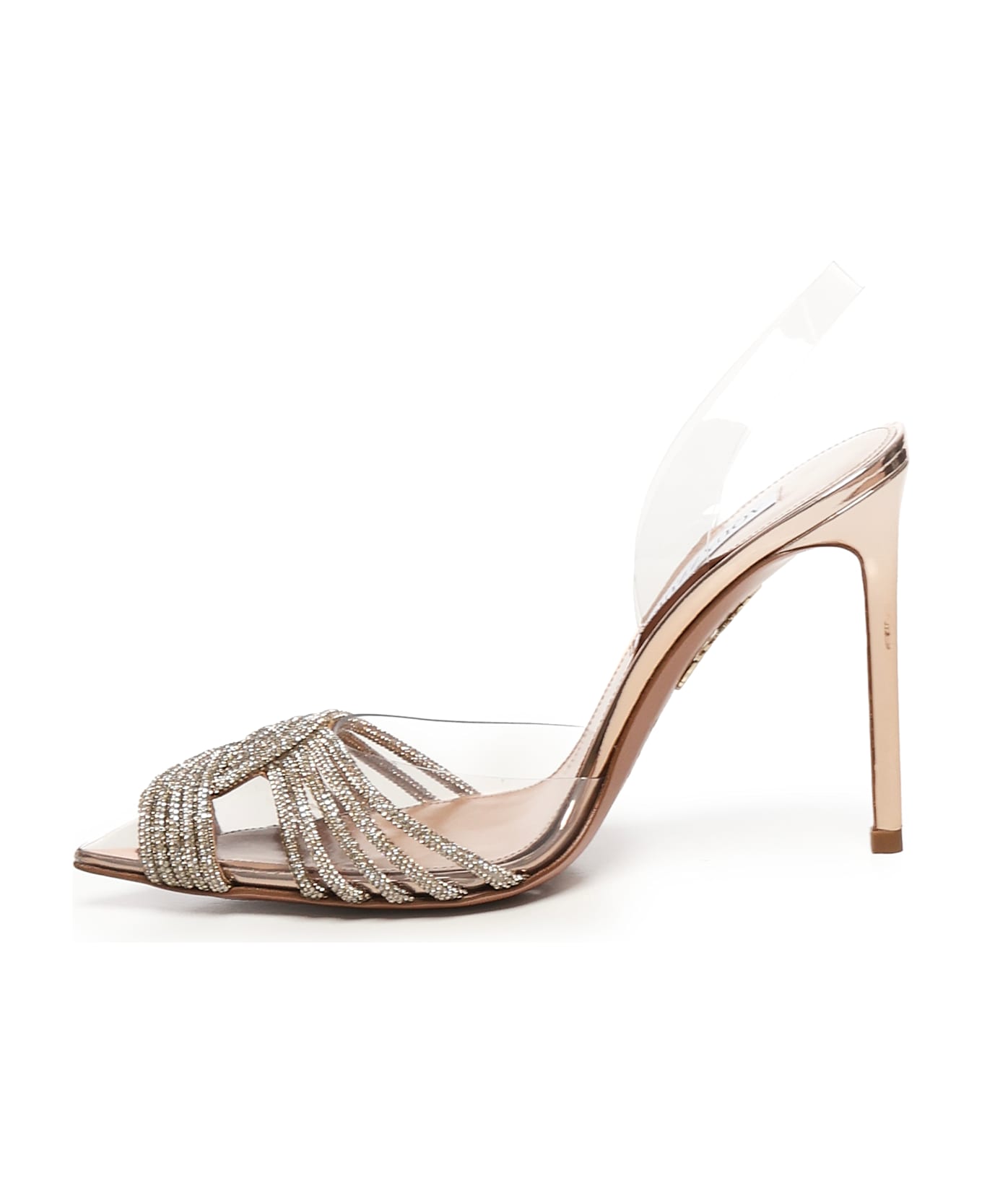Aquazzura Pvc Gatsby Pumps With Crystals - Golden