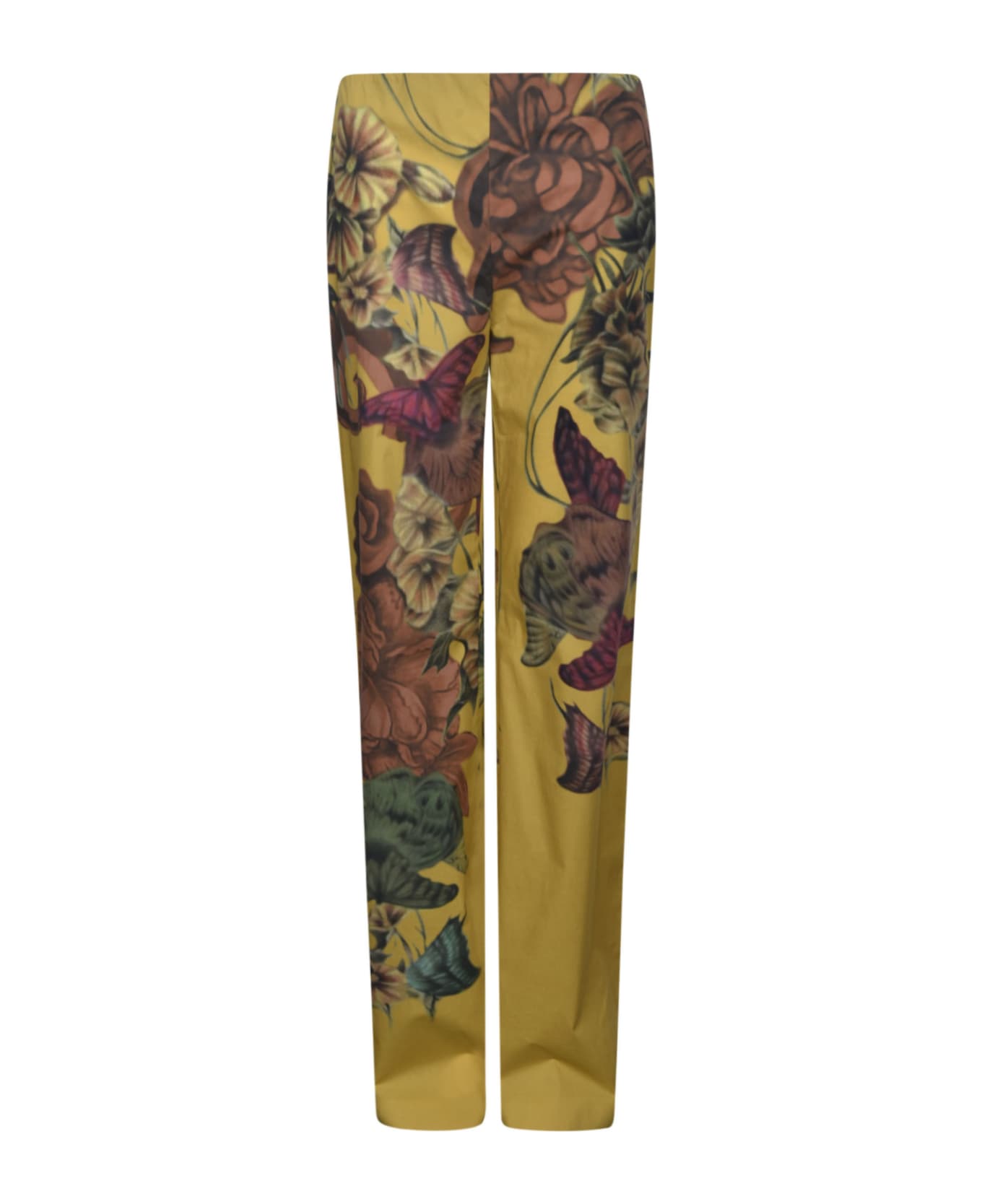 Alberta Ferretti Floral Print Trousers - Yellow/Brown