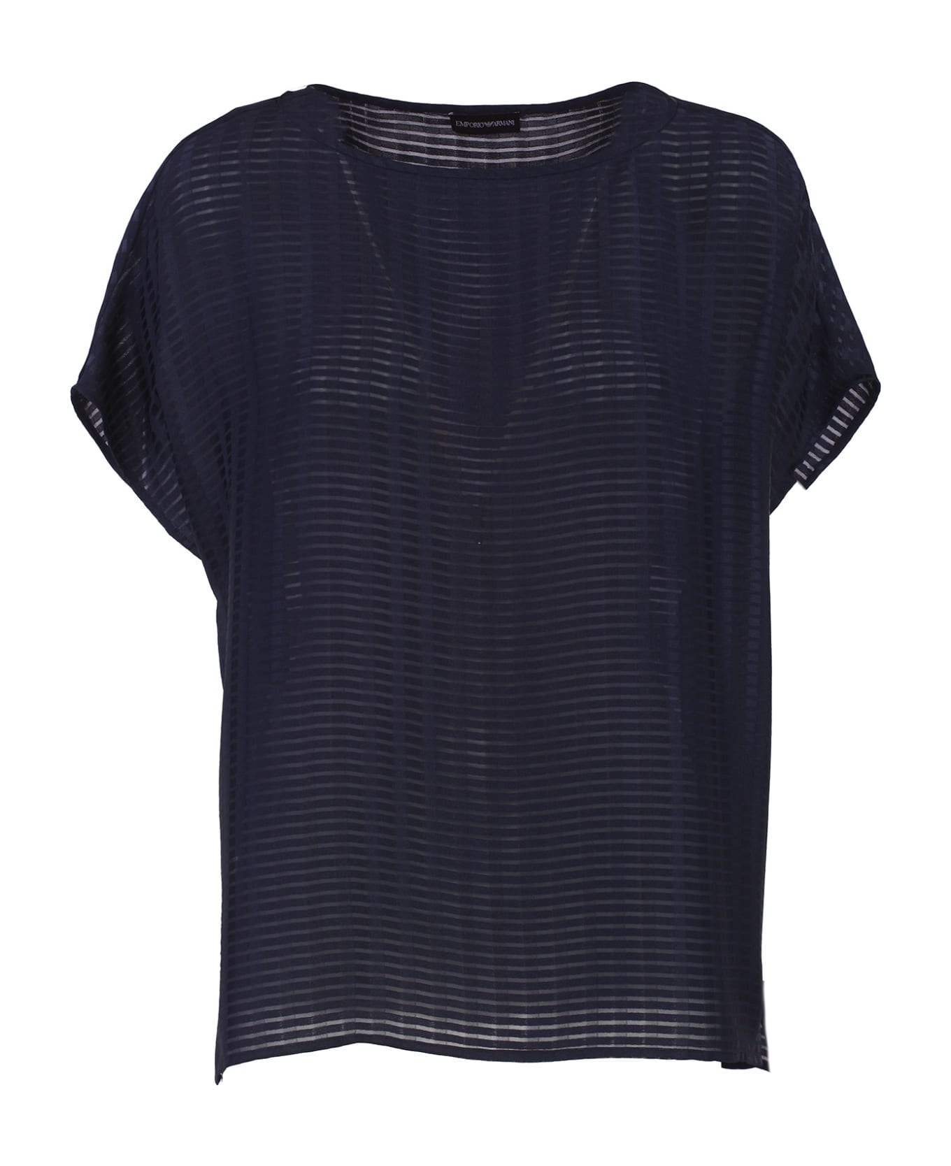 Emporio Armani Short-sleeved Boxy Shirt - Blue トップス