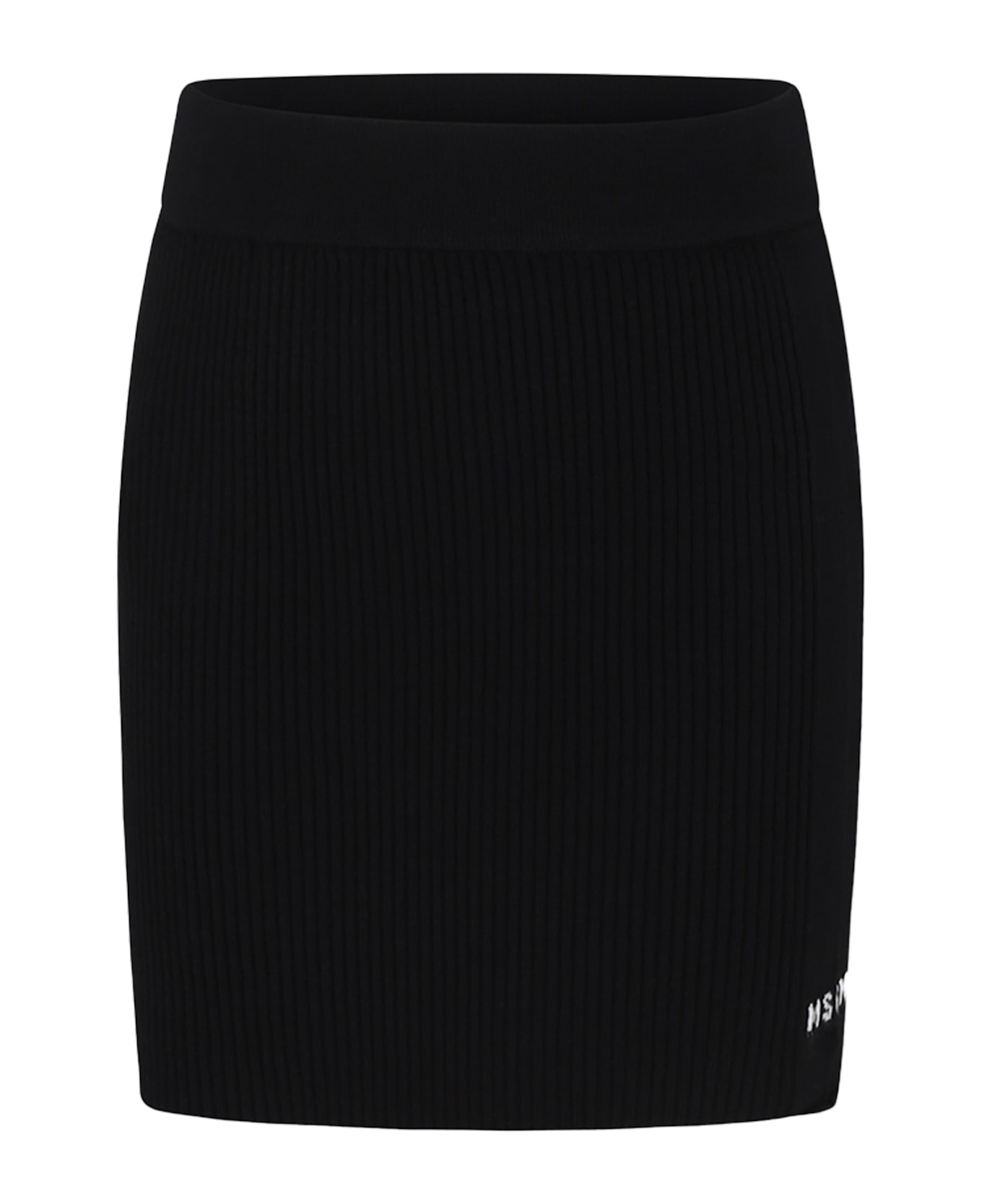 MSGM Black Skirt For Girl With Logo - Black