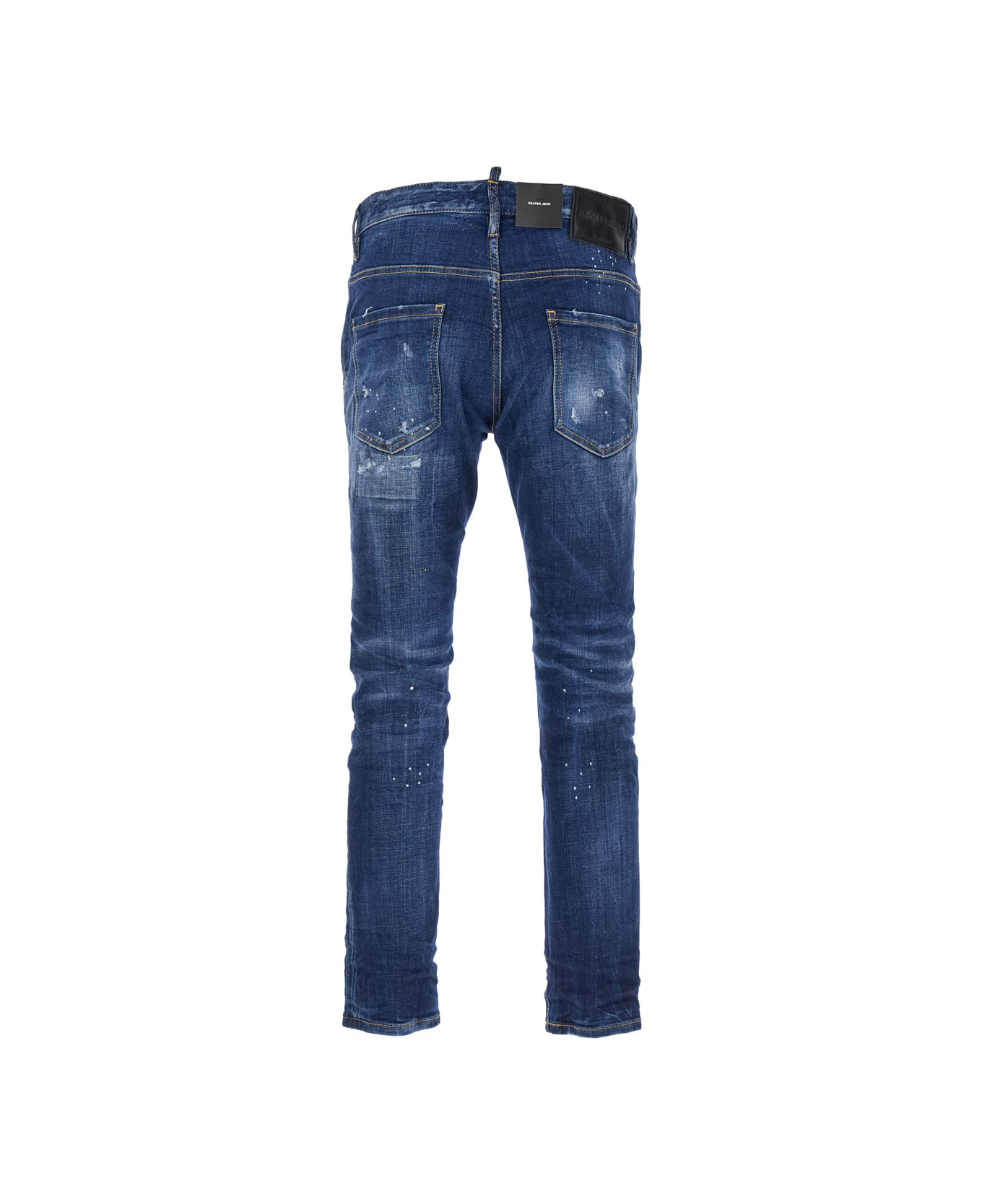 Dsquared2 'skater' Blue Skinny Jeans With Paint Stains In Stretch Cotton Denim Man - Blu
