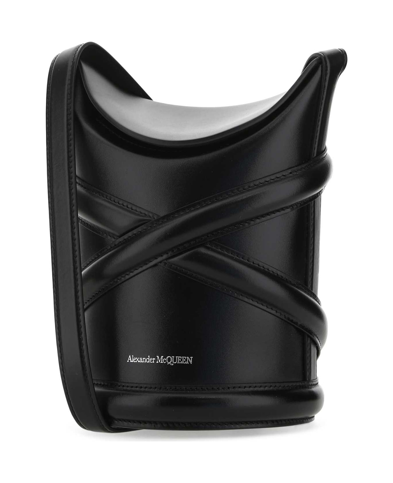 Alexander McQueen Black Leather The Curve Bucket Bag - BLACK トートバッグ