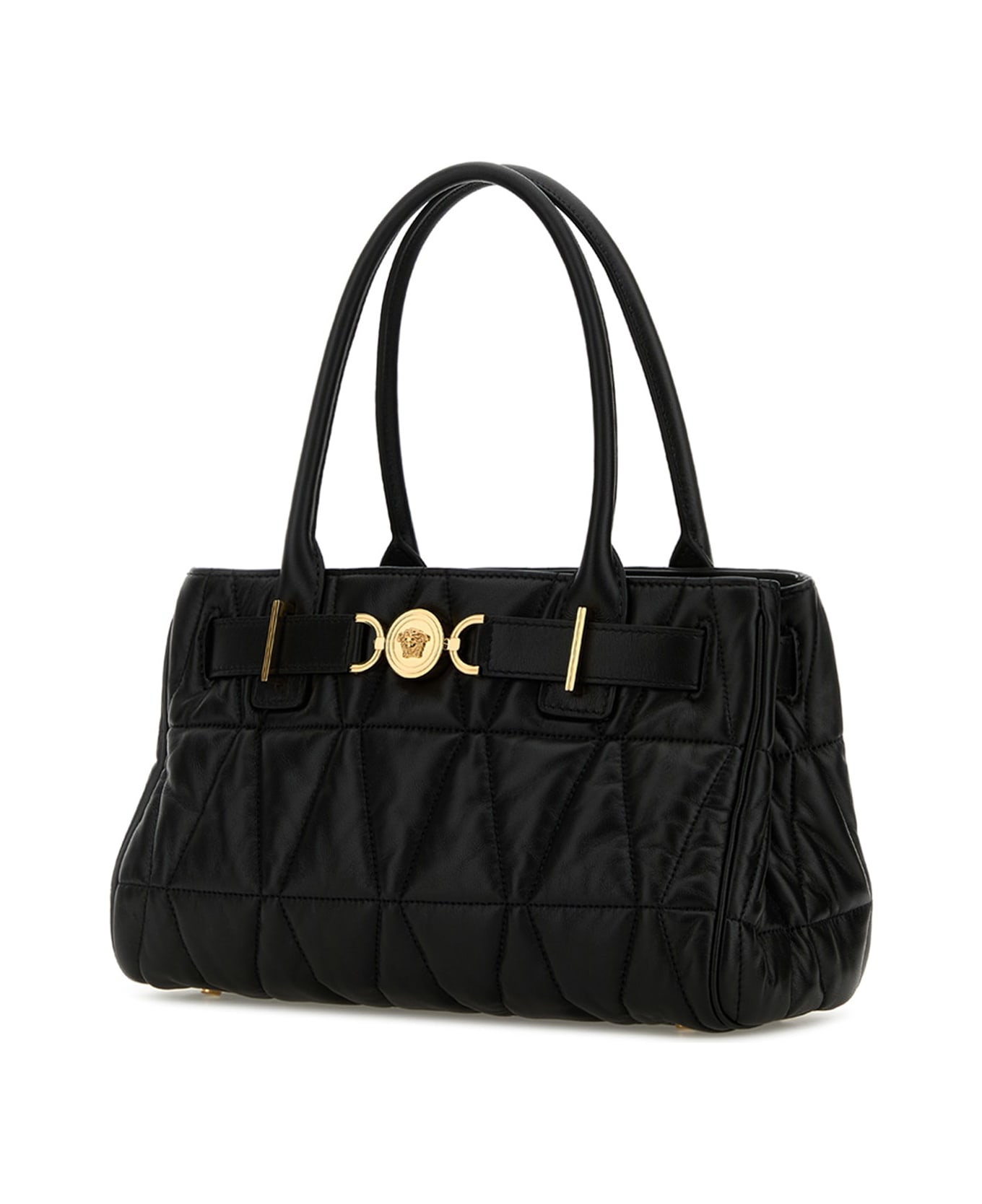 Versace Medium Tote Lamb Leather - BLACKVERSACEGOLD