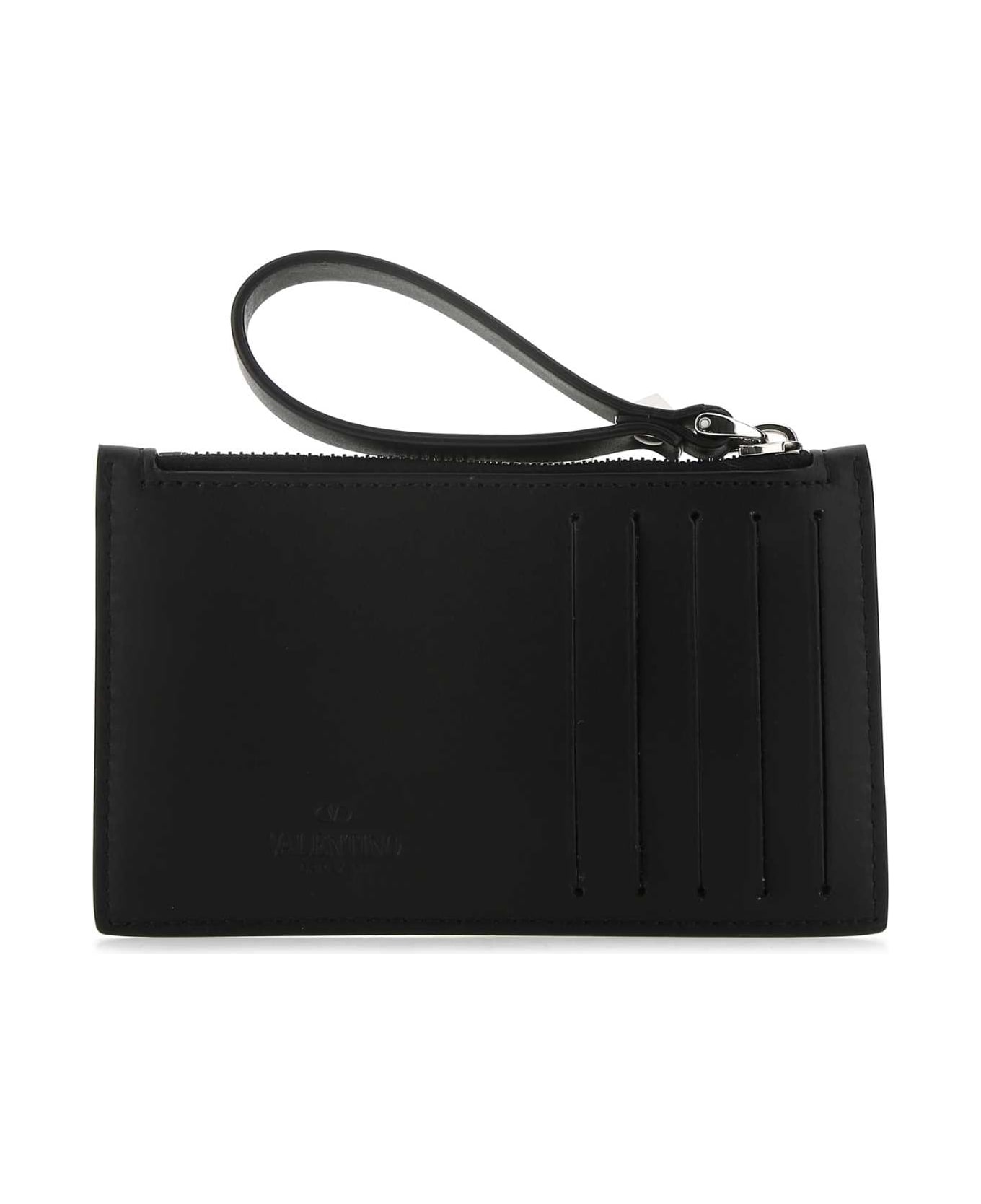 Valentino Garavani Black Leather Card Holder - 0NI