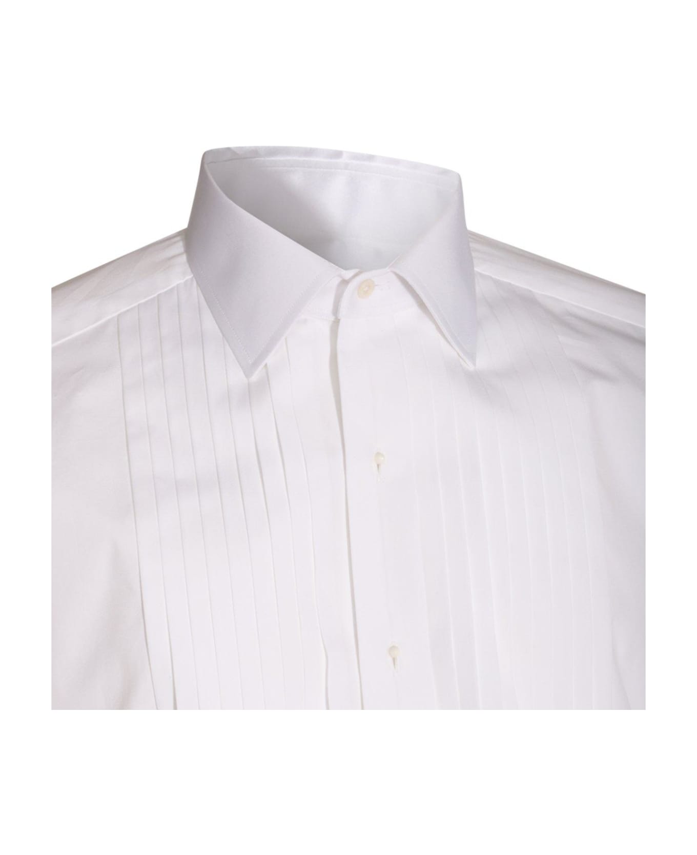 Tom Ford Pleat-detailed Long-sleeved Shirt - White