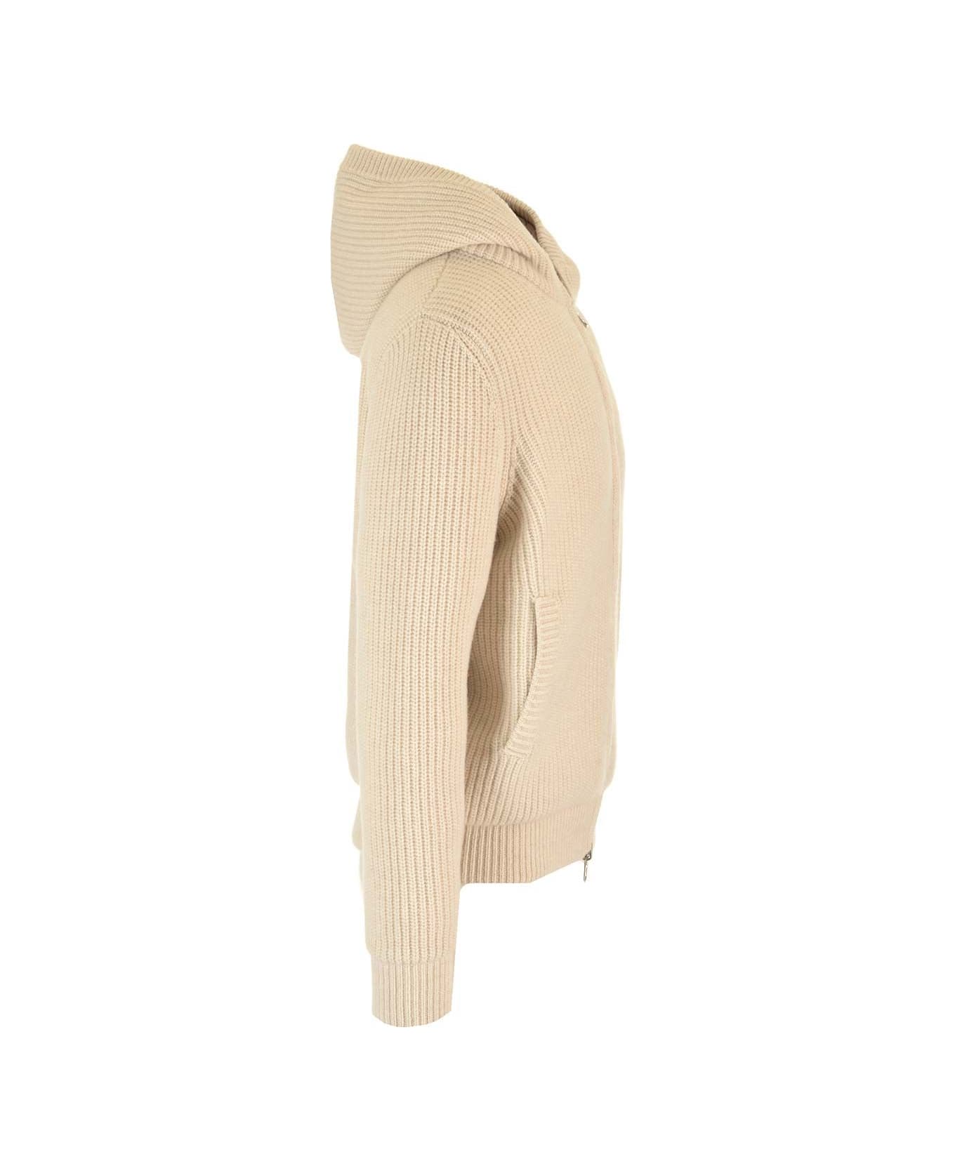 Moncler Reversible Wool Blend Sweatshirt - Beige ニットウェア