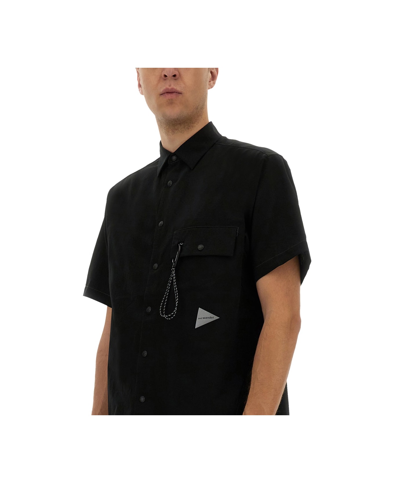 And Wander Shirt With Logo - BLACK