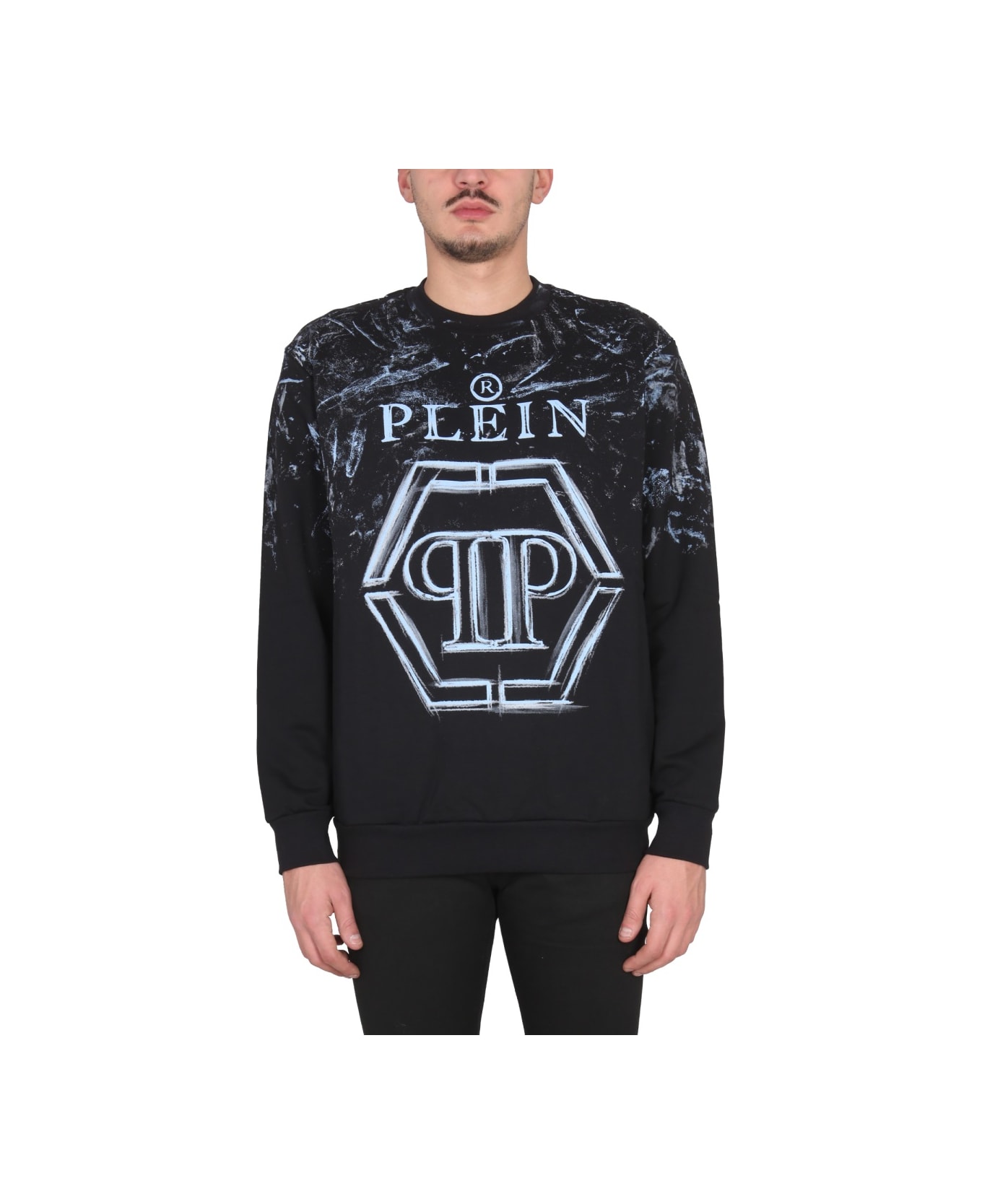 Philipp Plein Sweatshirt With Logo Print - BLACK