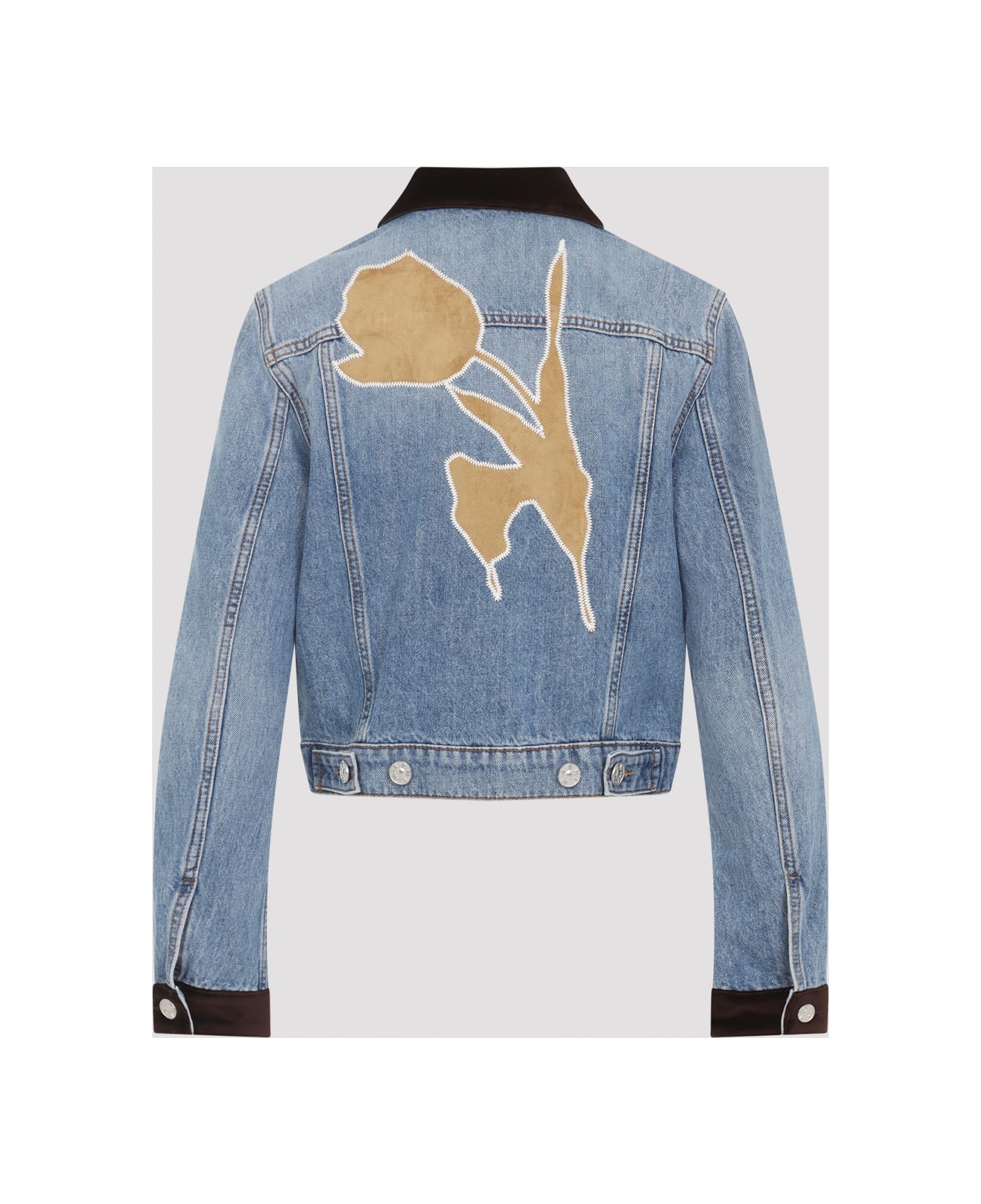 Marni Washed Bull Denim Trucker Cropped Jacket - Deep Blue