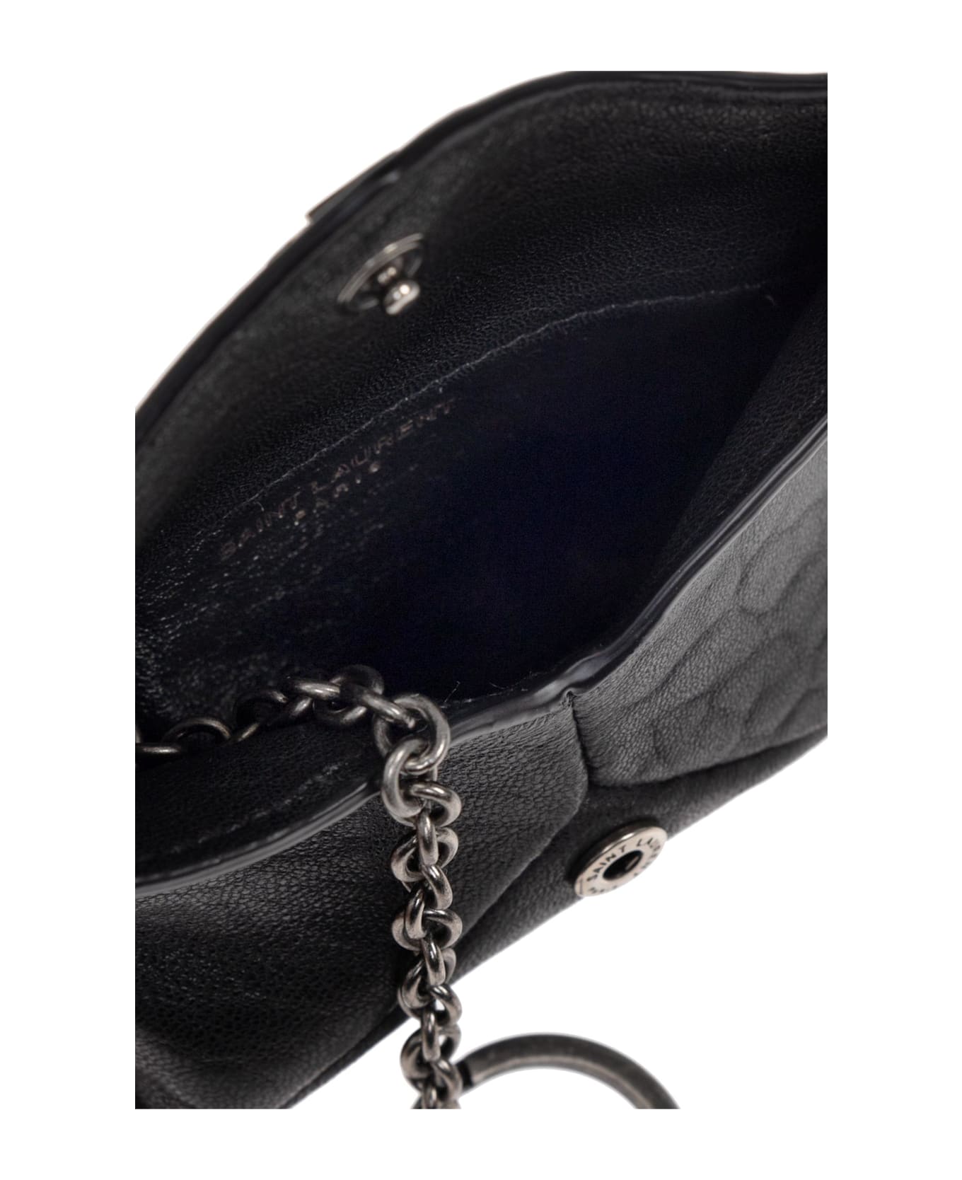 Saint Laurent Leather Key Case - BLACK