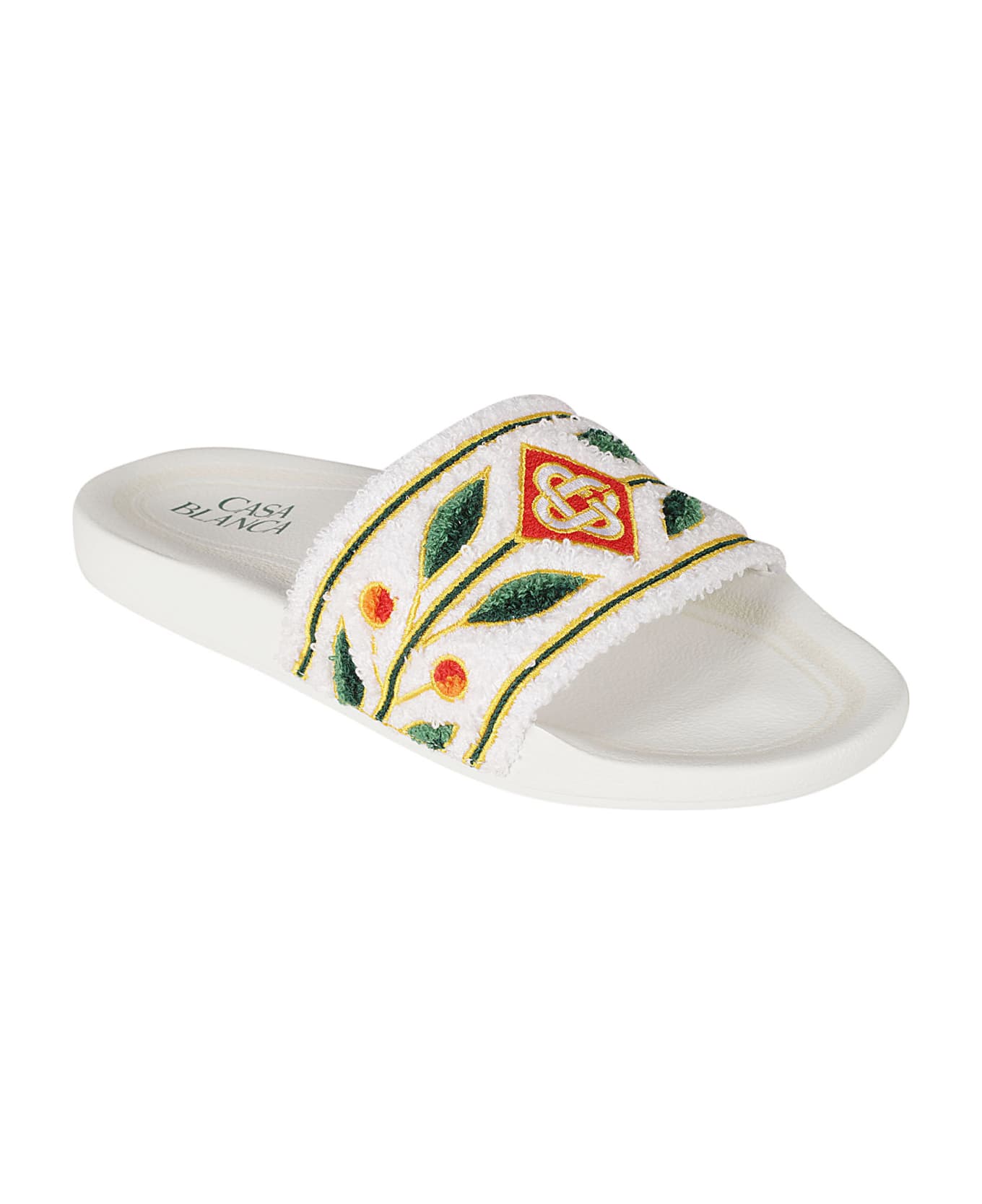 Casablanca White Slippers With Embroidered Terry Detail - White その他各種シューズ
