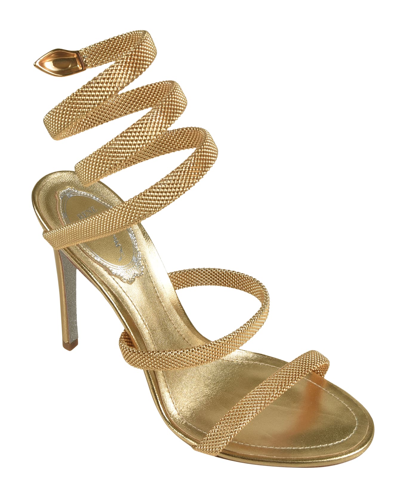 René Caovilla Wrap Studded Sandals - Gold