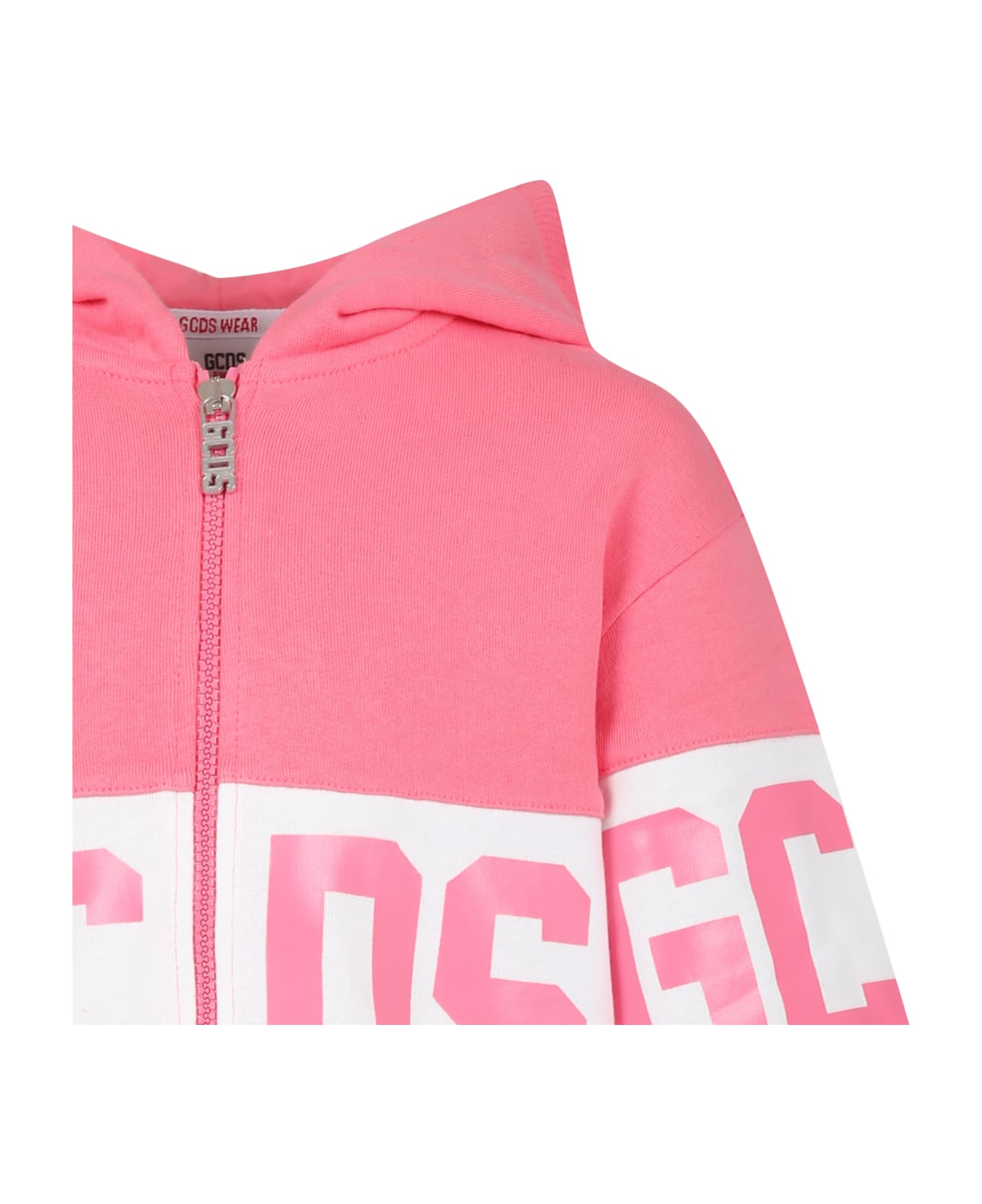 GCDS Mini Pink Sweatshirt For Girl With Logo - Pink