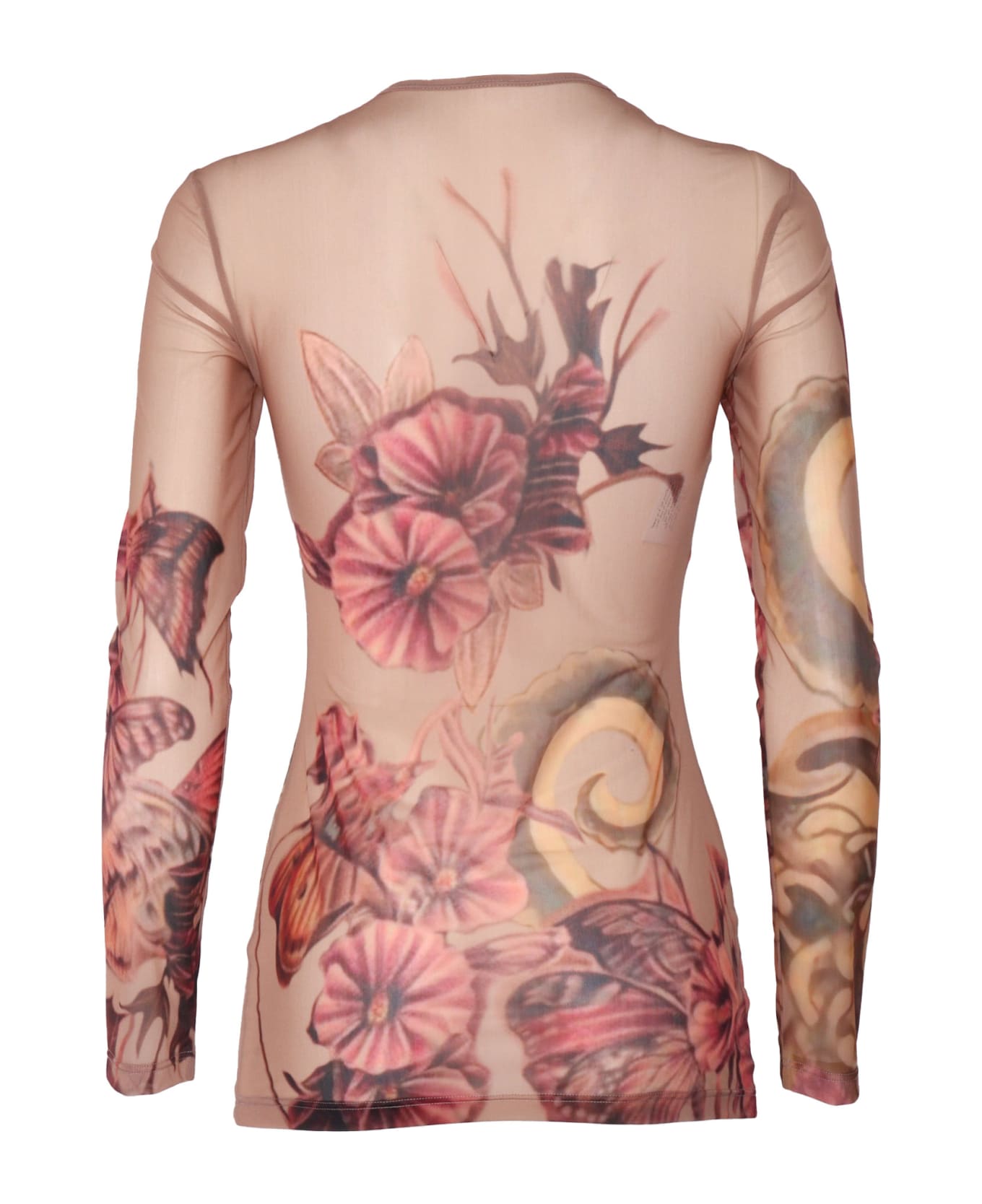 Alberta Ferretti Floral Tattoo Print T-shirt - PINK