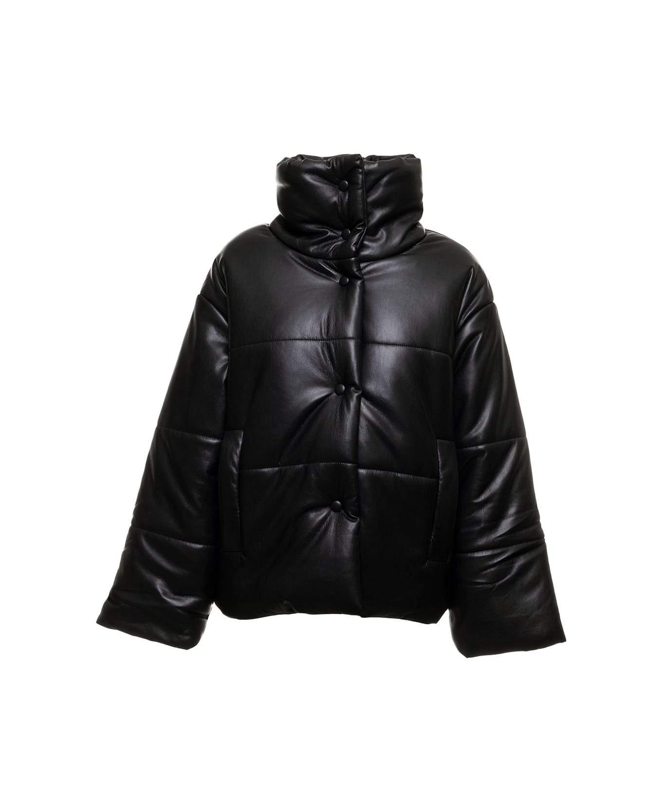 Nanushka Black Vegan Leather Quilted Jacket Nanuskha Woman - Black ジャケット