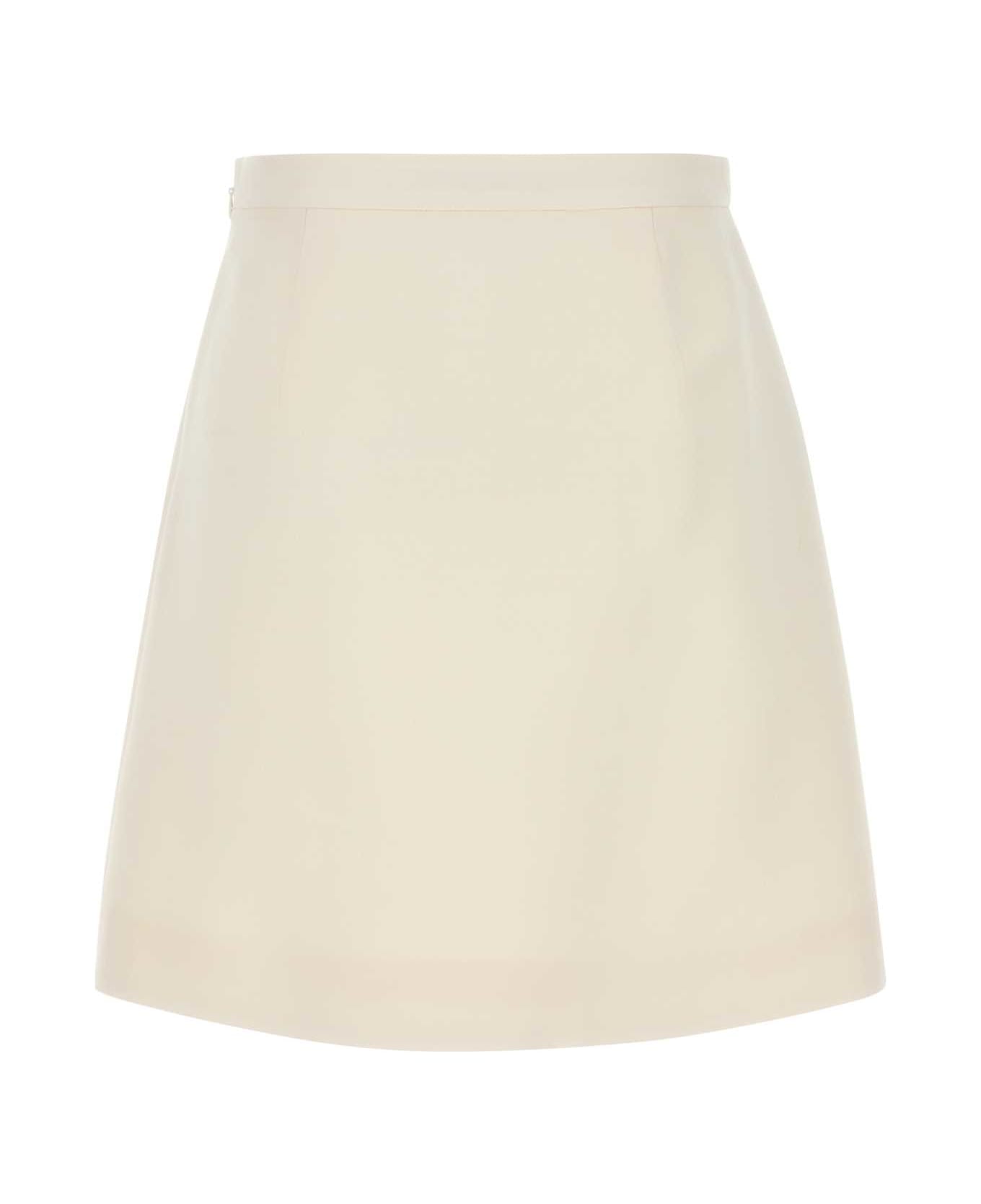 Valentino Garavani White Wool Blend Mini Skirt - AVORIO