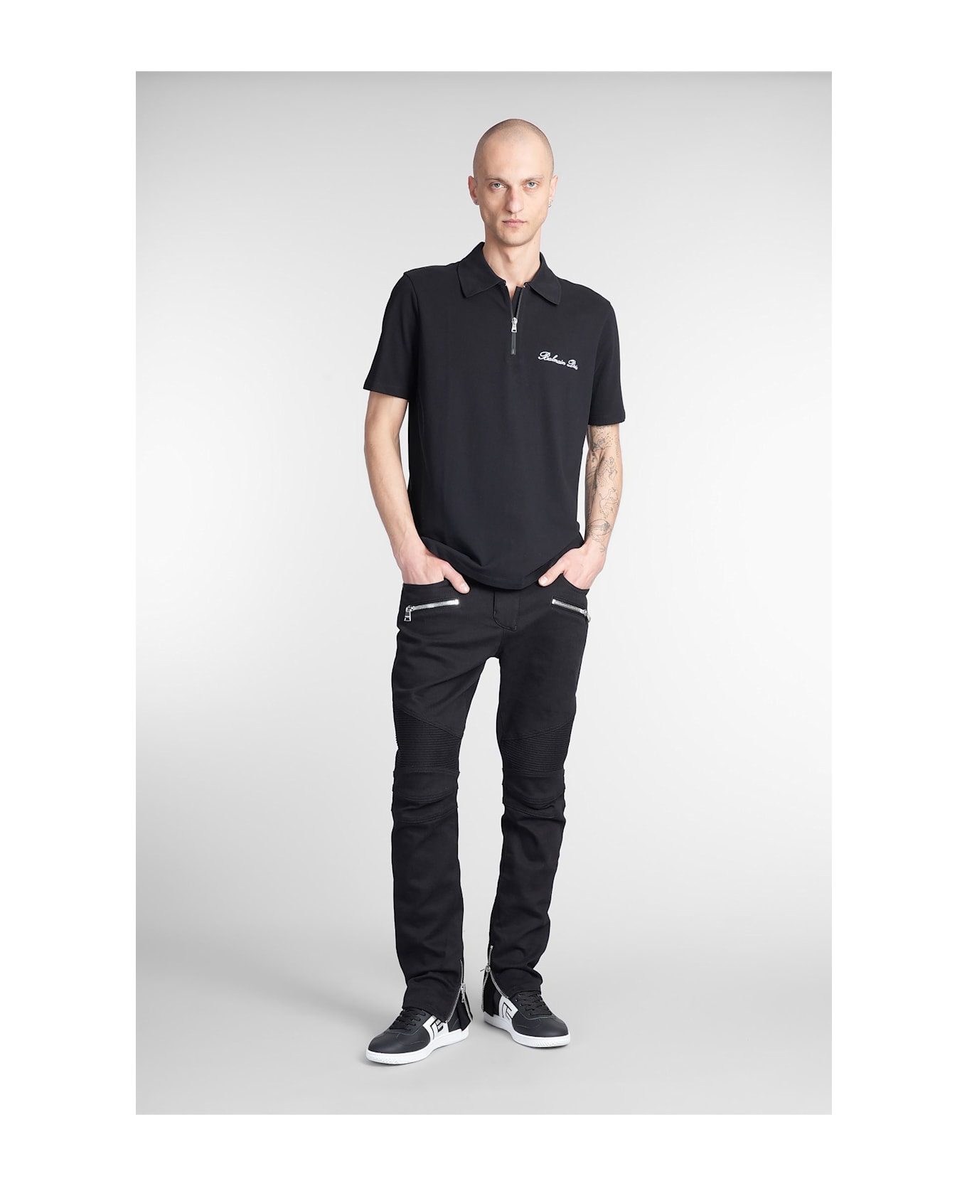 Balmain Polo In Black Cotton - black