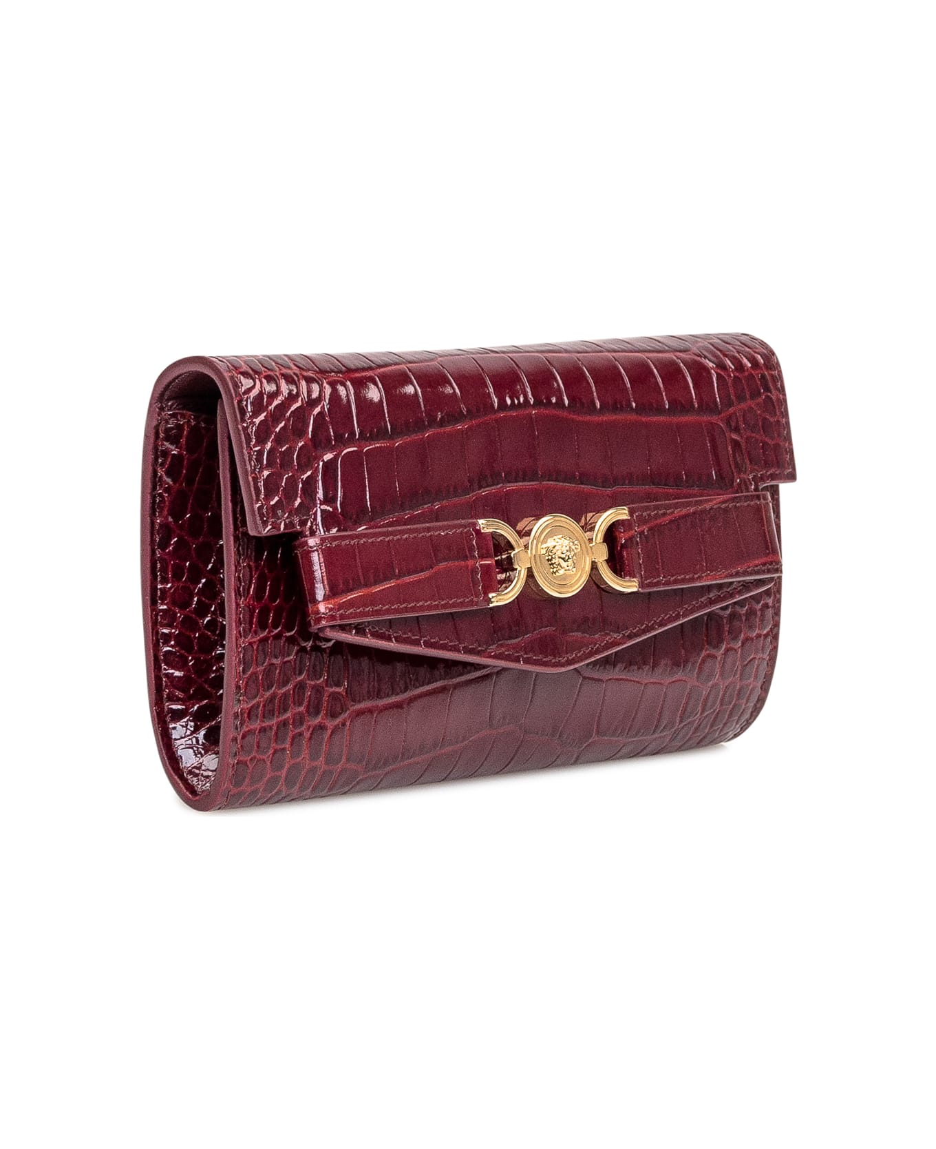 Versace Wallet On Chain - BURGUNDY-VERSACE GOLD