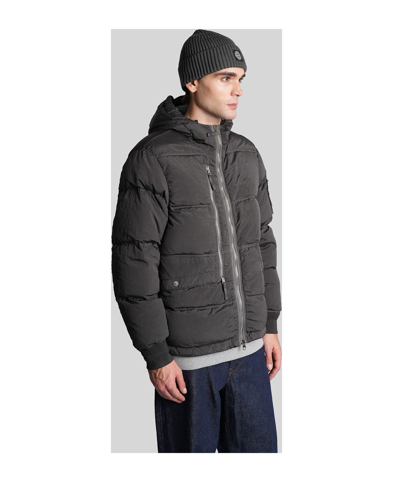 Stone Island Puffer In Grey Polyamide - grey
