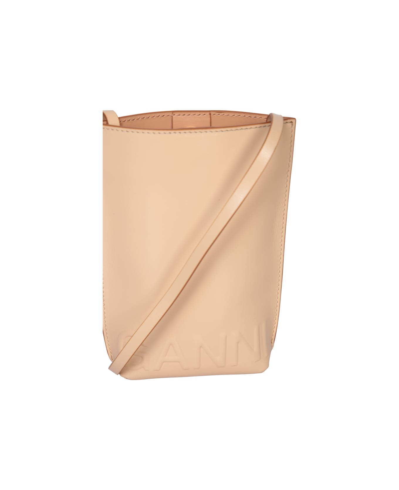 Ganni Cream Leather Bag - BEIGE