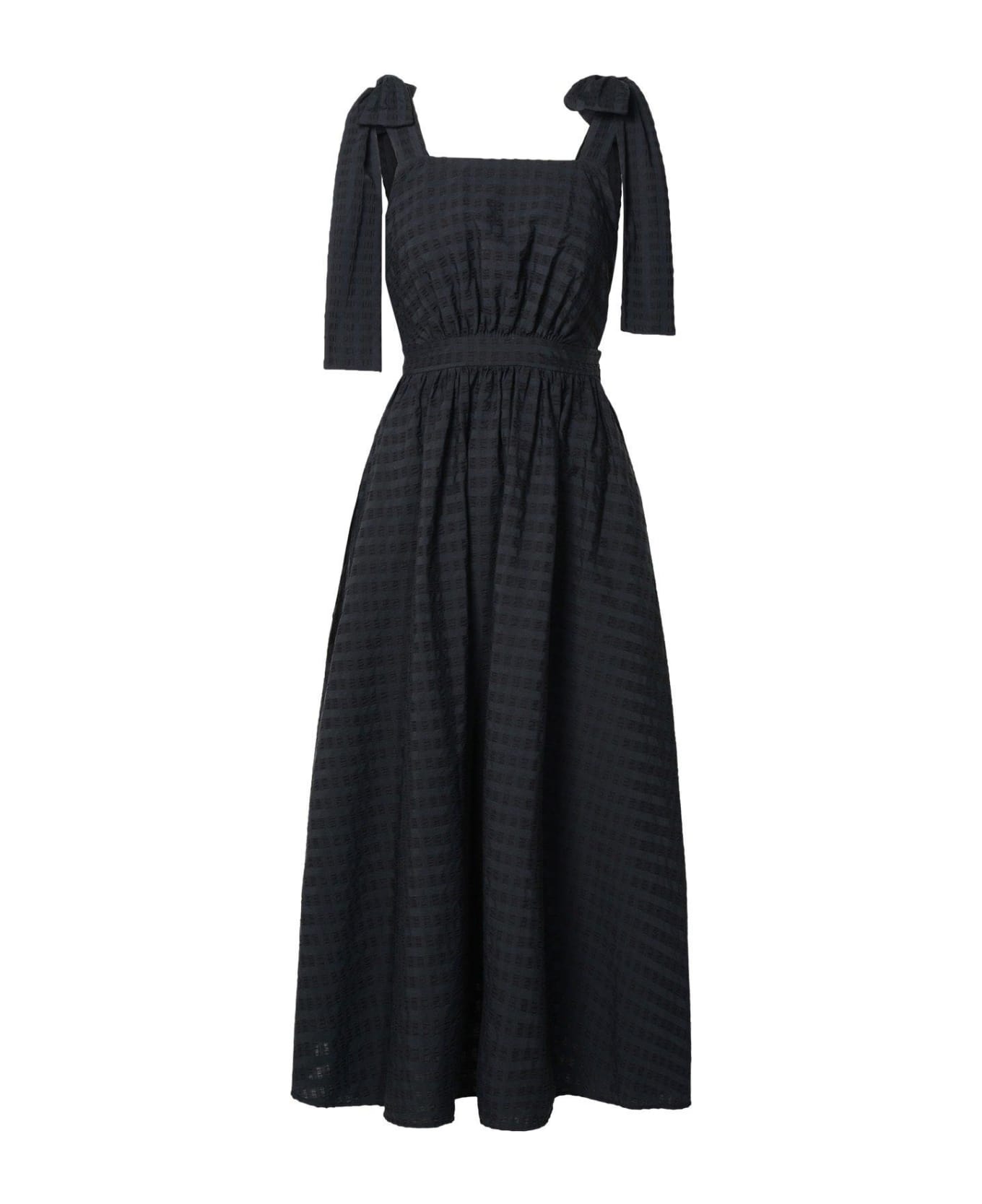 MSGM Square Neck Striped Flare Dress - Black ワンピース＆ドレス