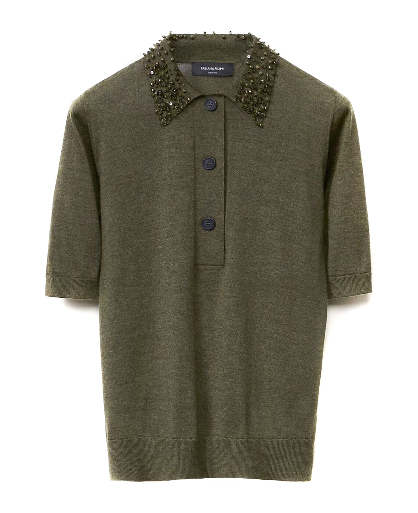 Fabiana Filippi Green Cashmere And Silk Polo Shirt - Green