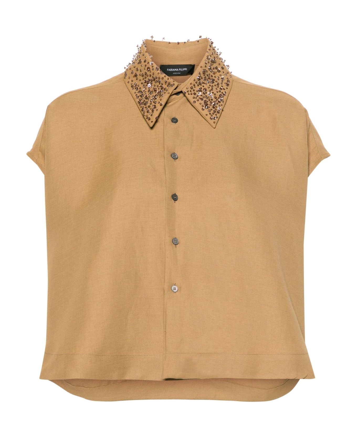 Fabiana Filippi Cognac Brown Linen Shirt - Brown