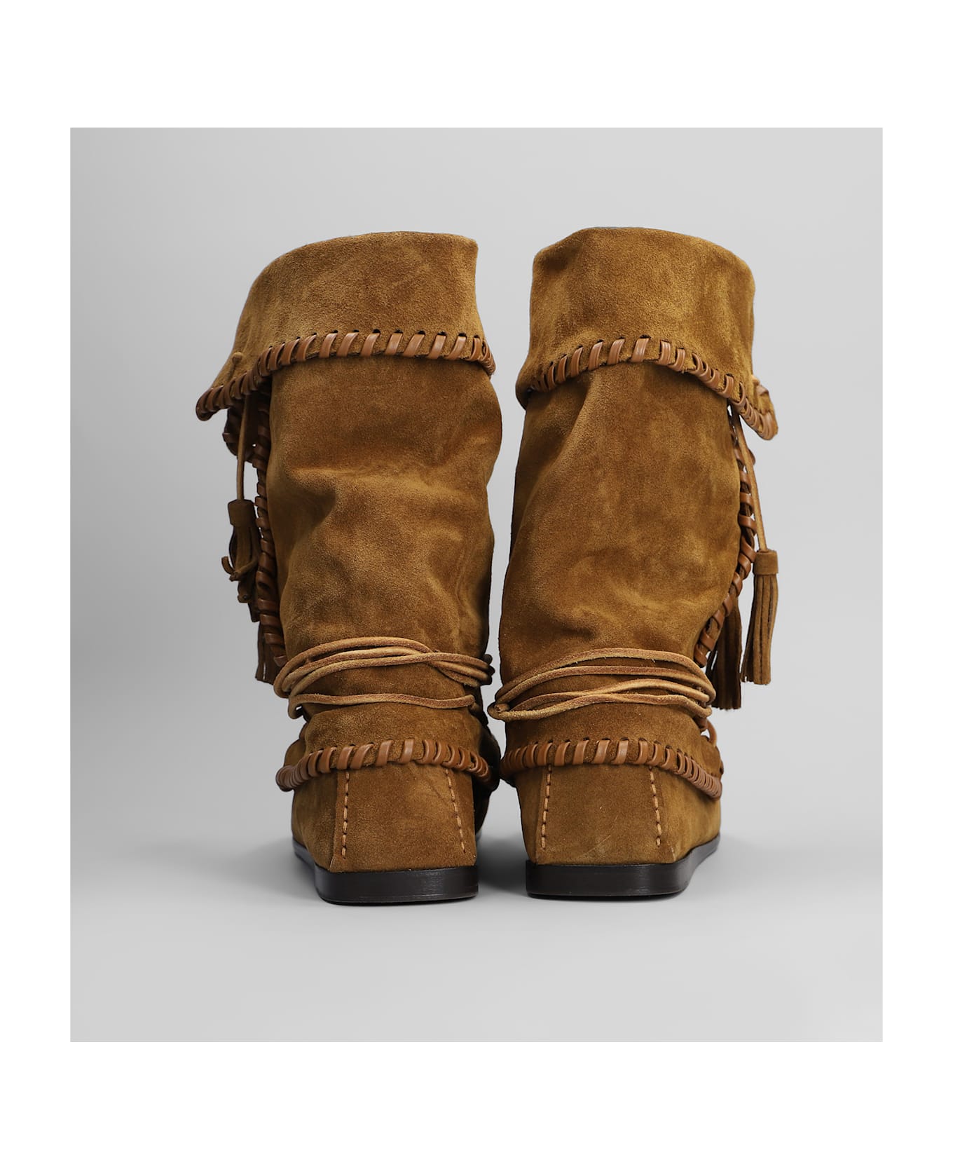 Isabel Marant Winki Low Heels Boots In Brown Suede - COGNAC