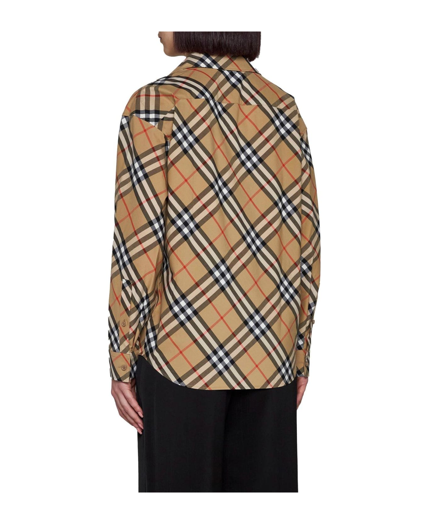 Burberry Check Printed Long Sleeved Shirt - Sand ip check