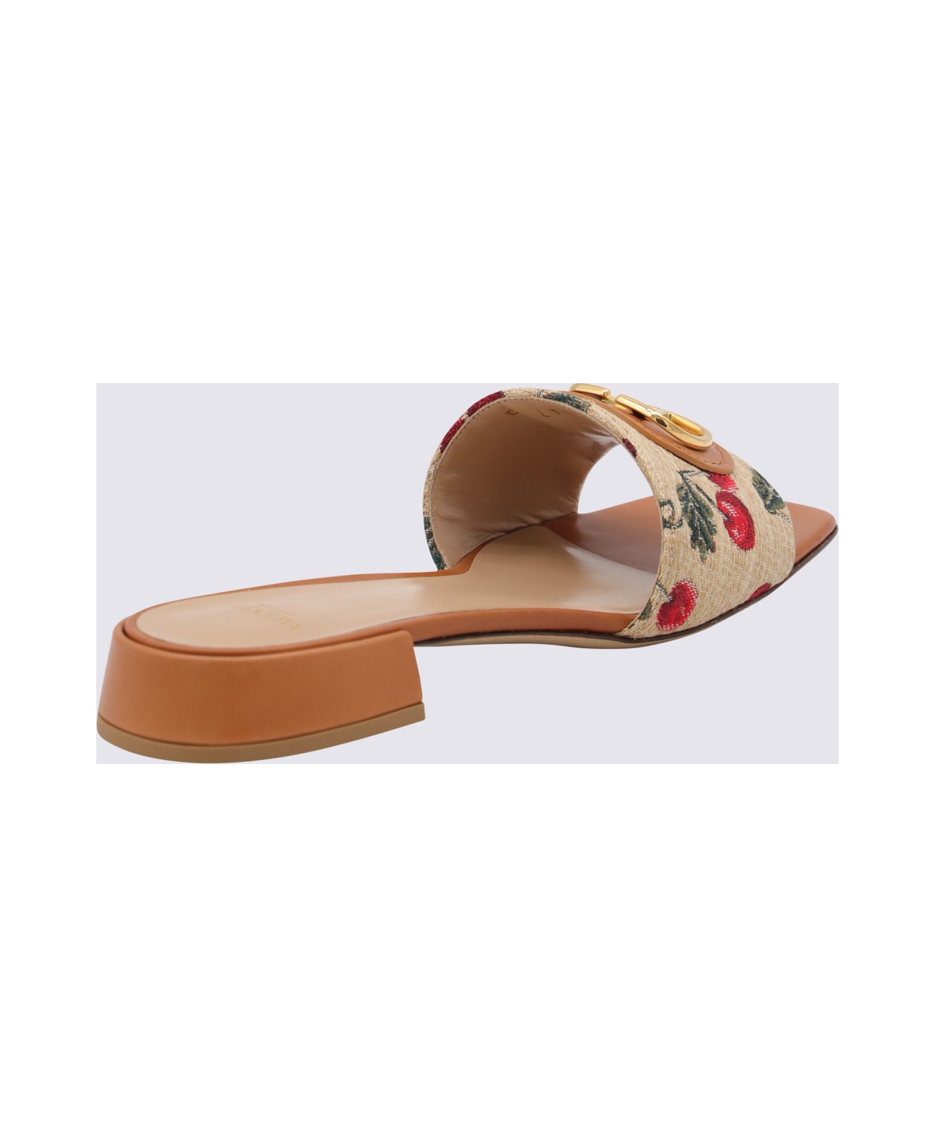 Valentino Garavani Natural Leather And Cotton Flats - NATURALE/ROSSO