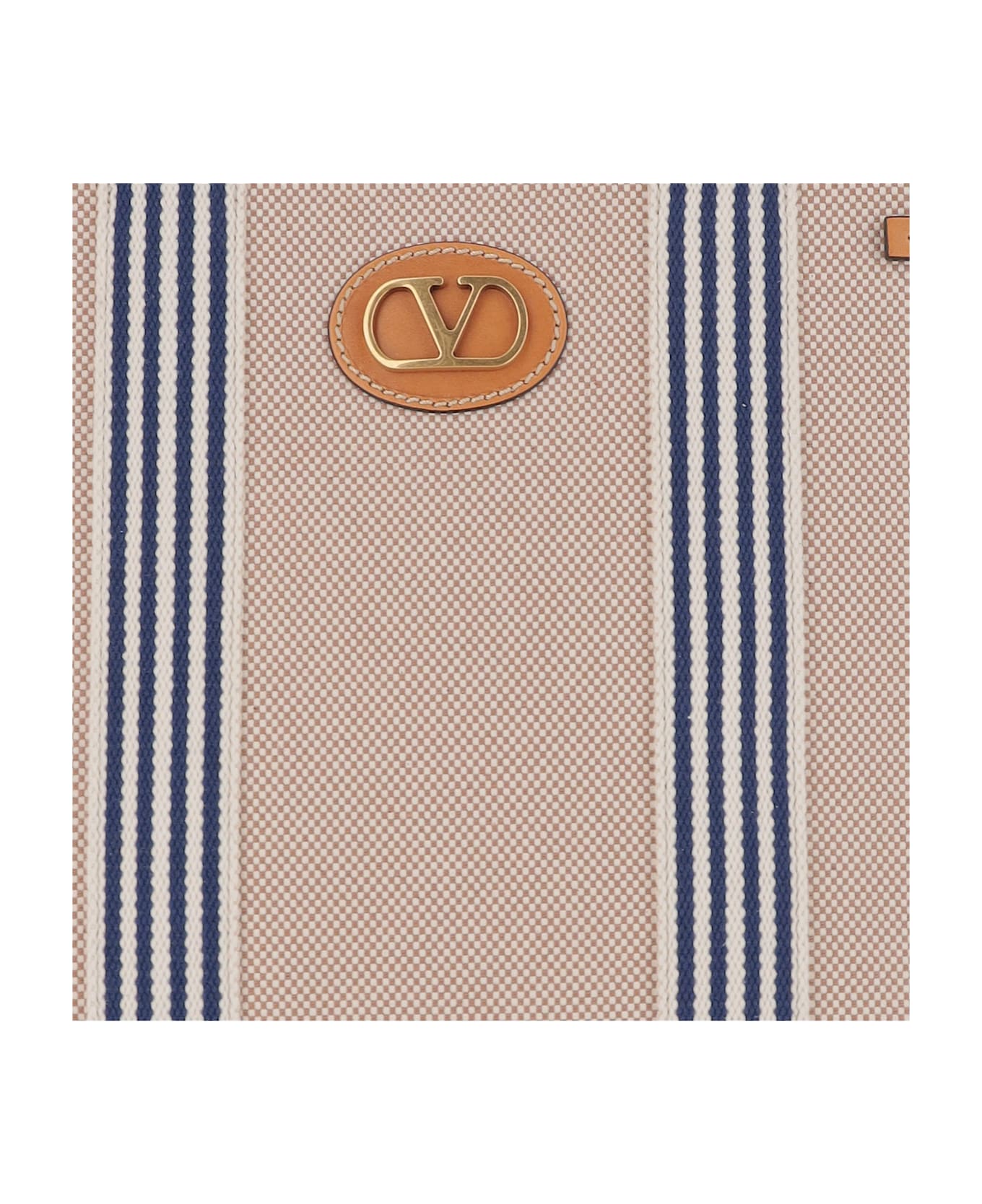 Valentino Garavani Cotton Tote Bag - Naturale/tobacco/bianco/blue/natural Cam