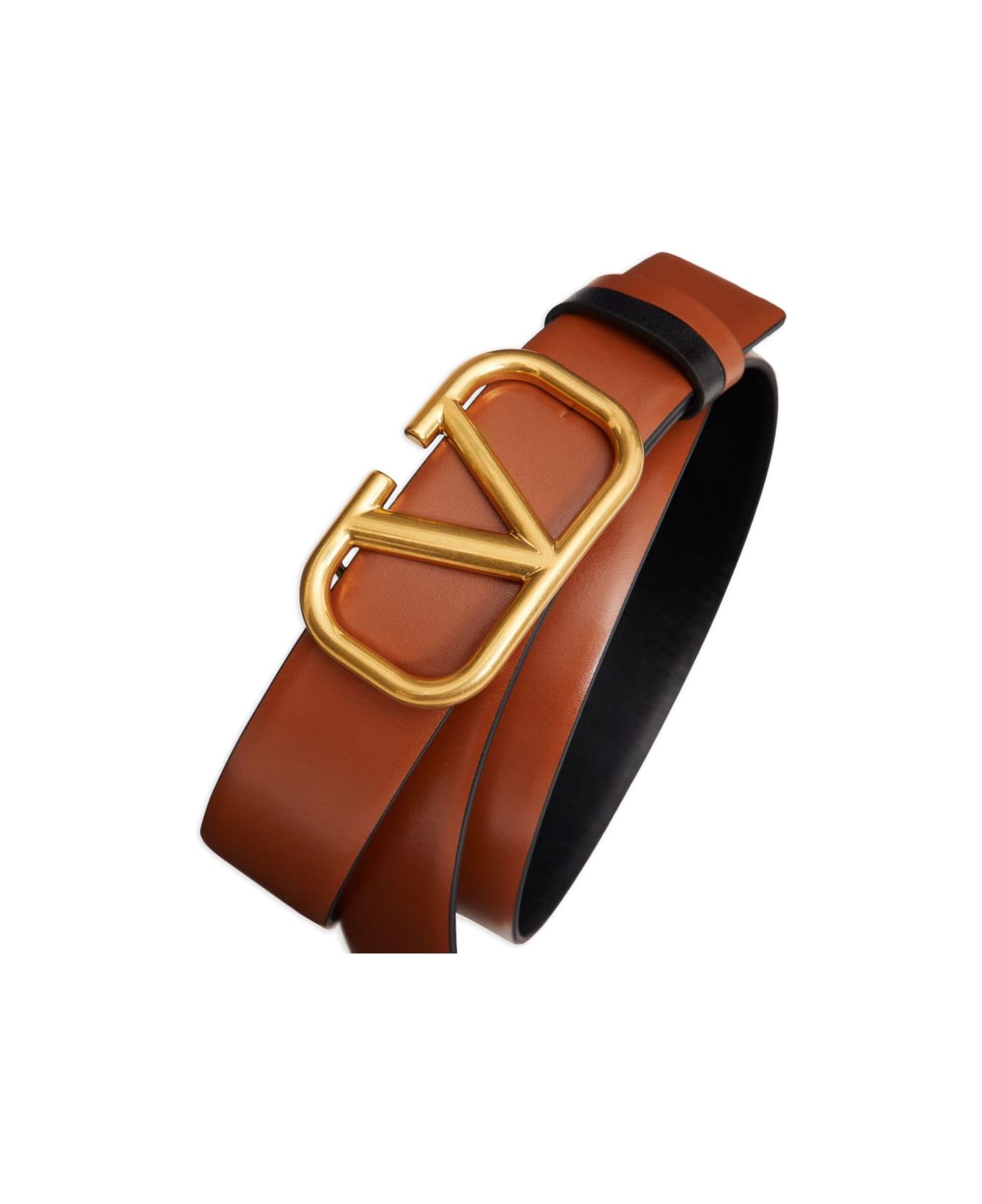 Valentino Garavani Leather Reversible Vlogo Belt - Leather Brown