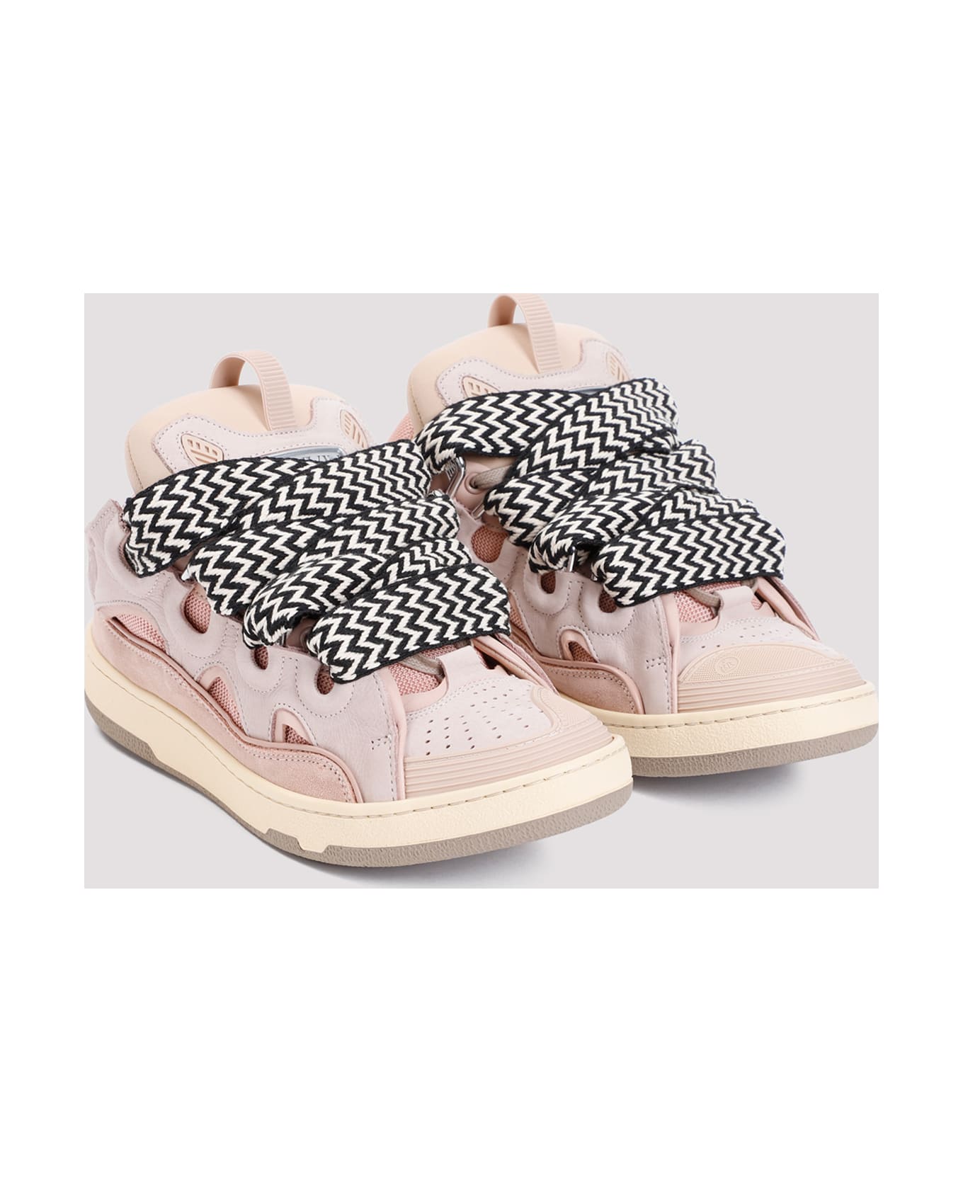 Lanvin Suede Leather Curb Sneakers - Pale Pink